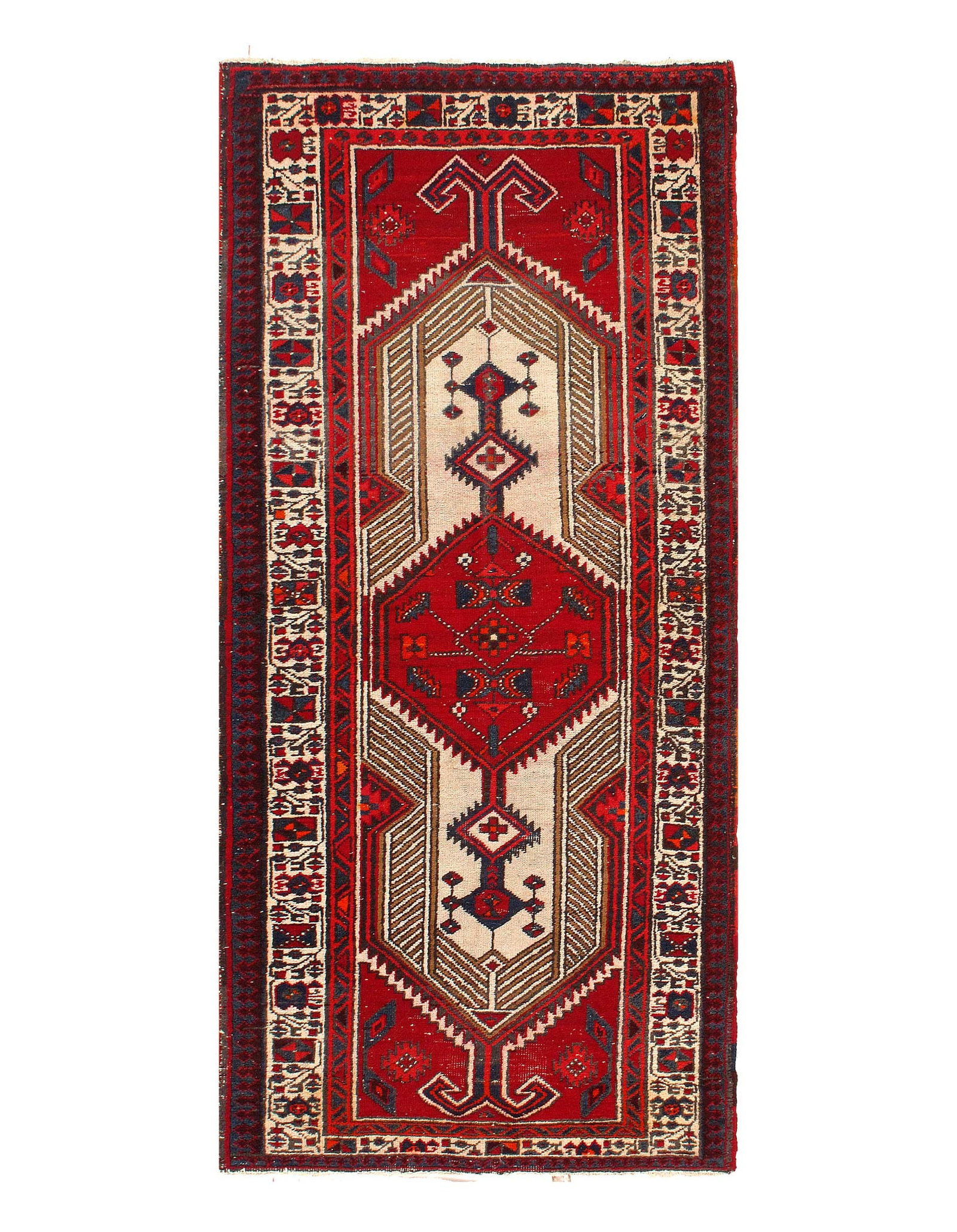 Vintage Red Persian Hand Knotted Saravand 3'3'' X 6'11'': Vintage Red Persian Hand Knotted Saravand 3'3'' X 6'11'' - Circa 1970, saravand, Hand-Knotted, Lamb's Wool, 300 -D11234- 862.This item is part of our fine auction collection which includes many fine h