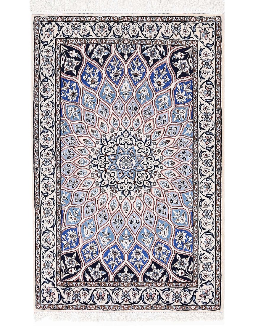 Fine Hand knotted Silk & wool Nain 2'2'' X 3'5'': Fine Hand knotted Silk & wool Nain 2'2'' X 3'5'' - New, Nain, Hand-Knotted, Wool & Silk, 300 -D13648- 862.This item is part of our fine auction collection which includes many fine home accessories inc