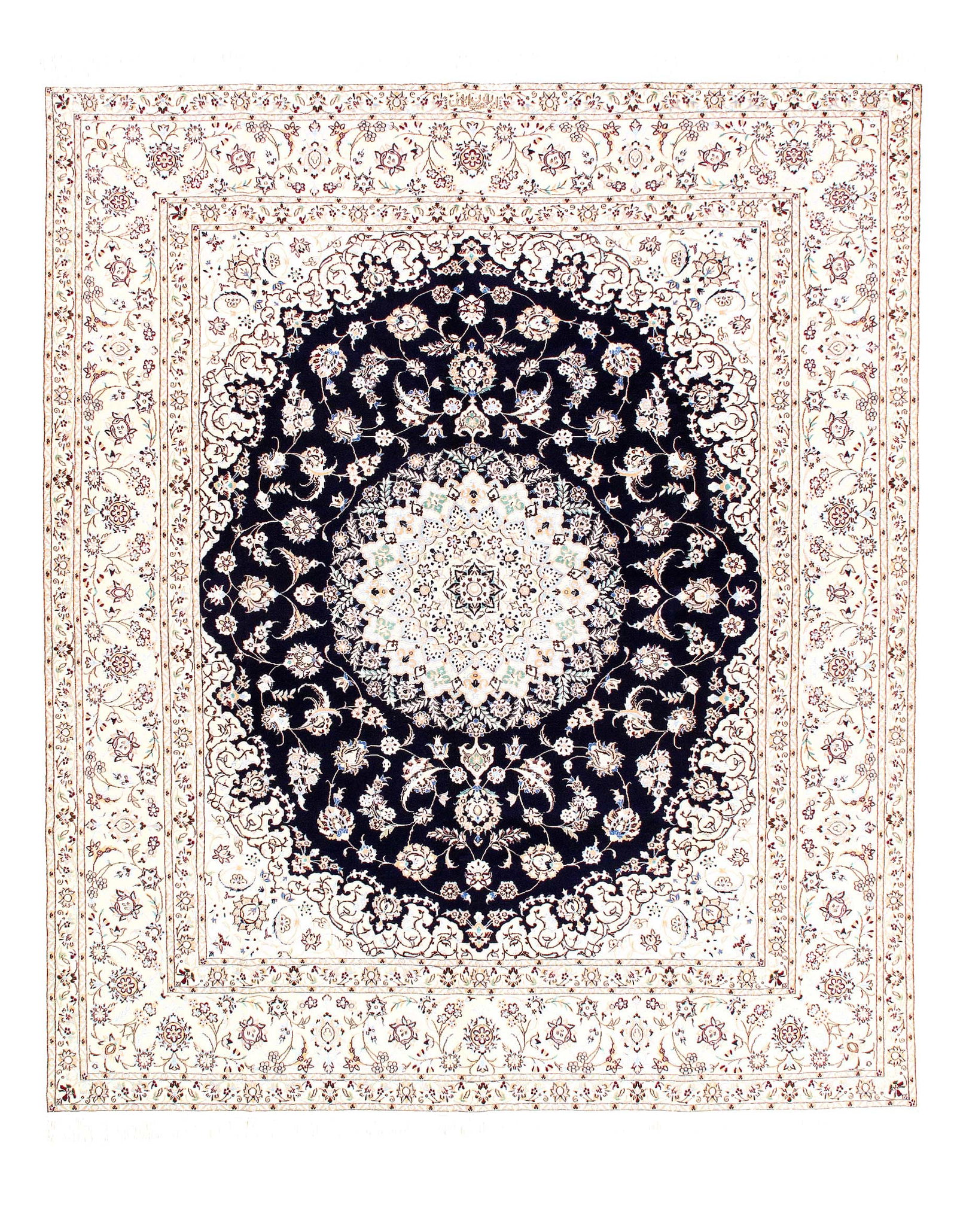 Navy Habibian Nain silk & wool 6L 6'x11''x8'.2'': Navy Habibian Nain silk & wool 6L 6'x11''x8'.2'' - New, Nain, Hand-Knotted, Wool & Silk, 300 -D08576- 862.This item is part of our fine auction collection which includes many fine home accessories inc