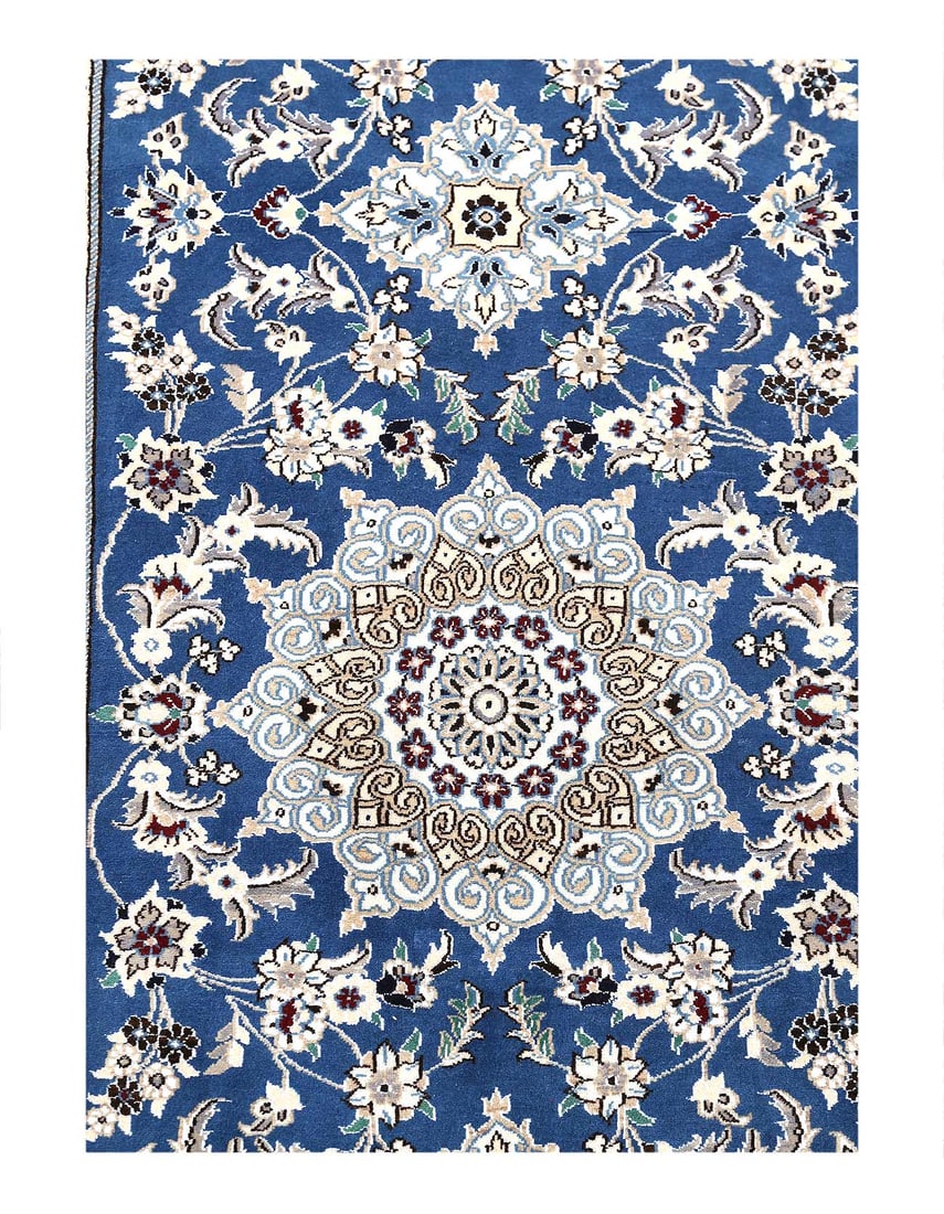 Light Blue Persian Hand knotted Silk & wool Nain Runner 2'9'' X 6'4'' (1 of 3)