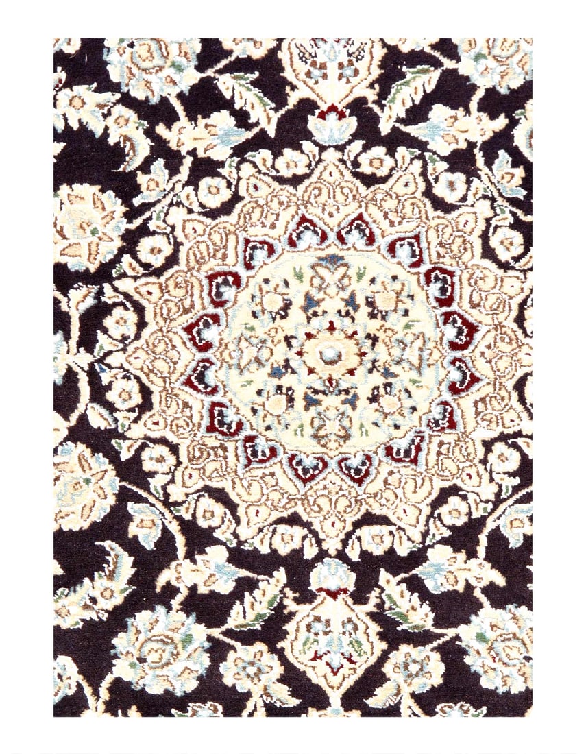 Fine Hand Knotted Silk & wool Persian Nain 2'11'' X 4'2'': Fine Hand Knotted Silk & wool Persian Nain 2'11'' X 4'2'' - New, Nain, Hand-Knotted, Wool & Silk, 300 -D08124- 862.This item is part of our fine auction collection which includes many fine home access
