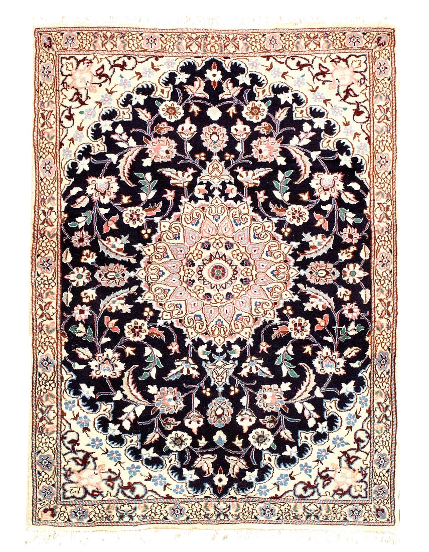 Fine Hand Knotted Persian silk & wool Nain 2'11'' X 4'1'': Fine Hand Knotted Persian silk & wool Nain 2'11'' X 4'1'' - New, Nain, Hand-Knotted, Wool & Silk, 300 -D08120- 862.This item is part of our fine auction collection which includes many fine home access