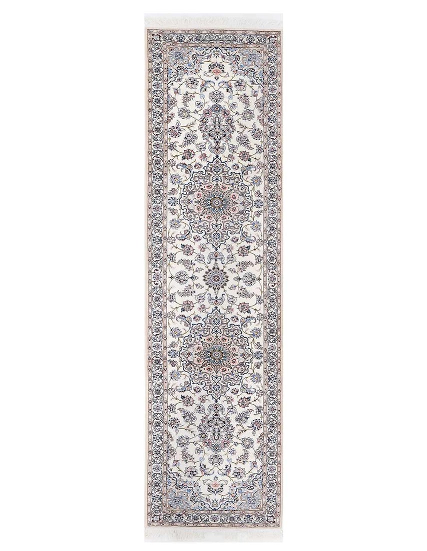 Fine Hand knotted Persian silk & wool Nain Runner 3' X 11'2'' (1 of 3)