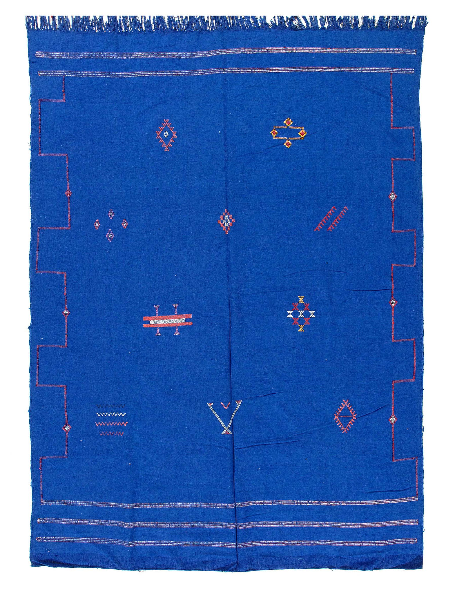 Fine Hand Knotted silk & wool Flat Weave Moroccan 6'5'' X 9'1'': Fine Hand Knotted silk & wool Flat Weave Moroccan 6'5'' X 9'1'' - Circa 1970, Moroccan, Hand-Knotted, Flat Weave, 300 -D11860- 862.This item is part of our fine auction collection which includes many