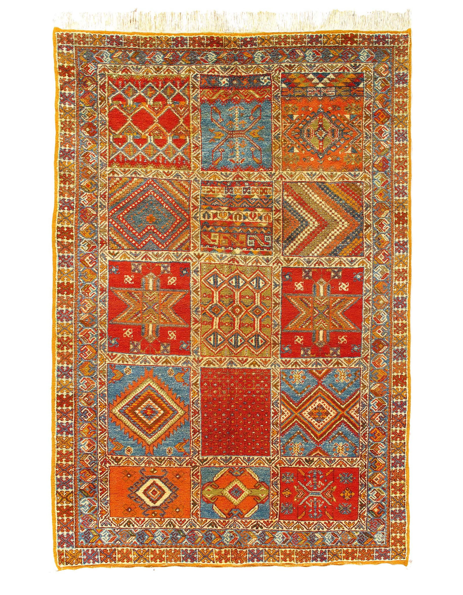 Fine Hand Knotted Vintage moroccon 6'2'' X 9'9'': Fine Hand Knotted Vintage moroccon 6'2'' X 9'9'' - Circa 1970, Moroccan, Hand-Knotted, Lamb's Wool, 300 -D11837- 862.This item is part of our fine auction collection which includes many fine home acce