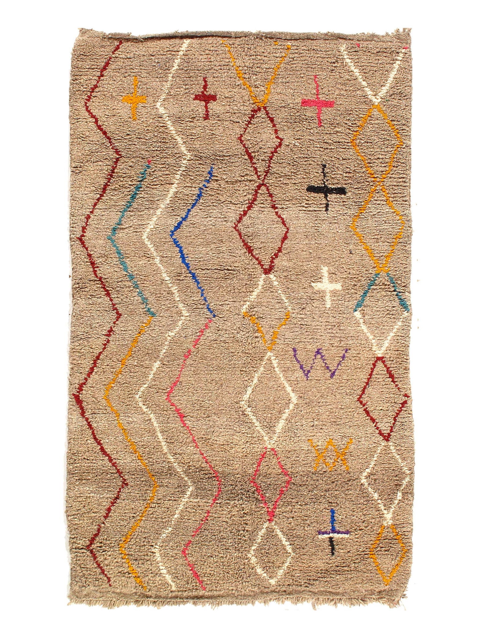 Fine Hand Knotted Vintage Moroccon rug 3'11'' X 6'5'': Fine Hand Knotted Vintage Moroccon rug 3'11'' X 6'5'' - Circa 1970, Moroccan, Hand-Knotted, Lamb's Wool, 300 -D11849- 862.This item is part of our fine auction collection which includes many fine home