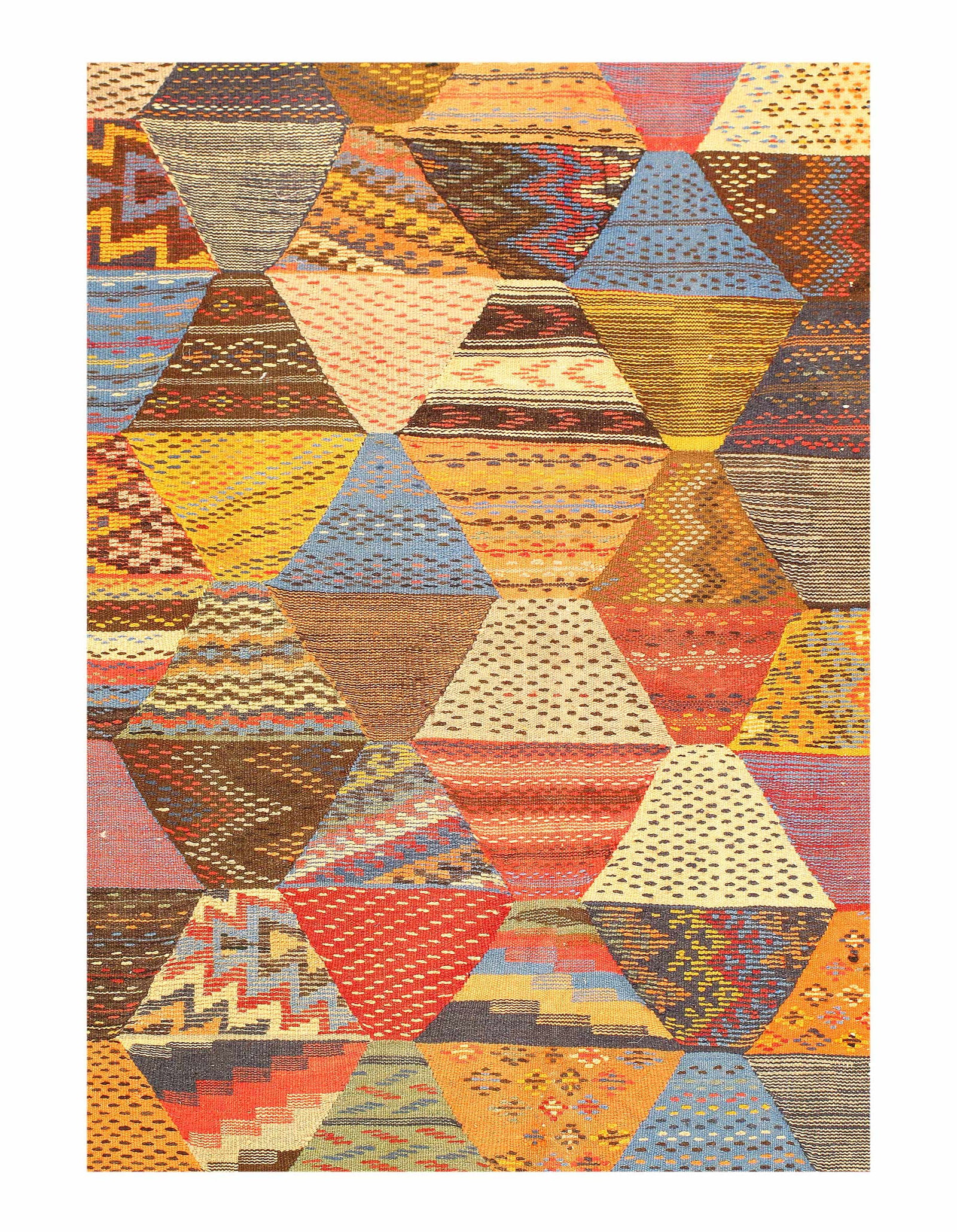 Fine Hand Knotted Flat Weave Moroccan 5'3'' X 7'11'': Fine Hand Knotted Flat Weave Moroccan 5'3'' X 7'11'' - Circa 1970, Moroccan, Hand-Knotted, Flat Weave, 300 -D11876- 862.This item is part of our fine auction collection which includes many fine home a