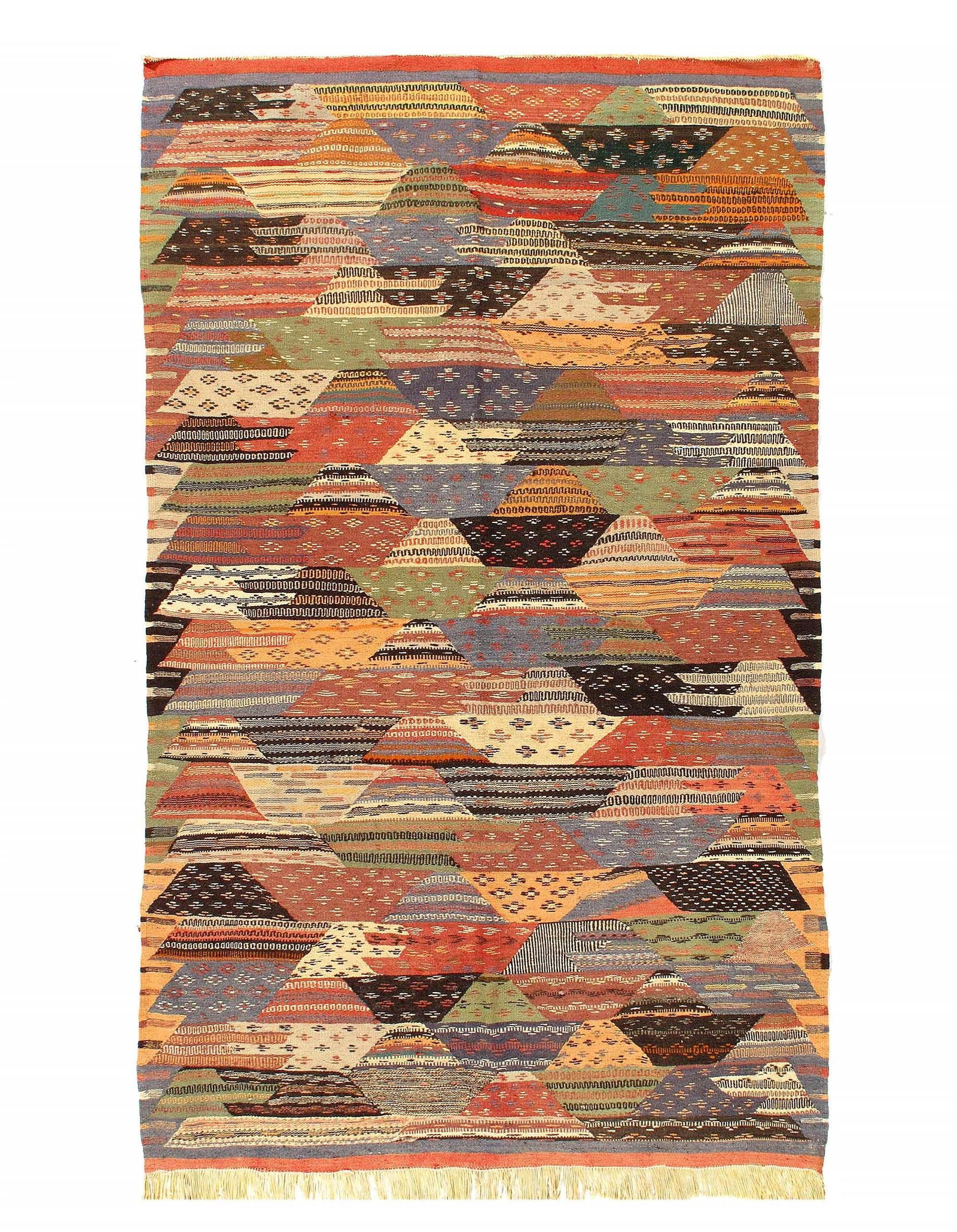 Fine Hand woven Flat Weave Vintage Moroccan 4'7'' X 7'7'': Fine Hand woven Flat Weave Vintage Moroccan 4'7'' X 7'7'' - Circa 1970, Moroccan, Hand-Woven, Flat Weave, 300 -D11890- 862.This item is part of our fine auction collection which includes many fine hom
