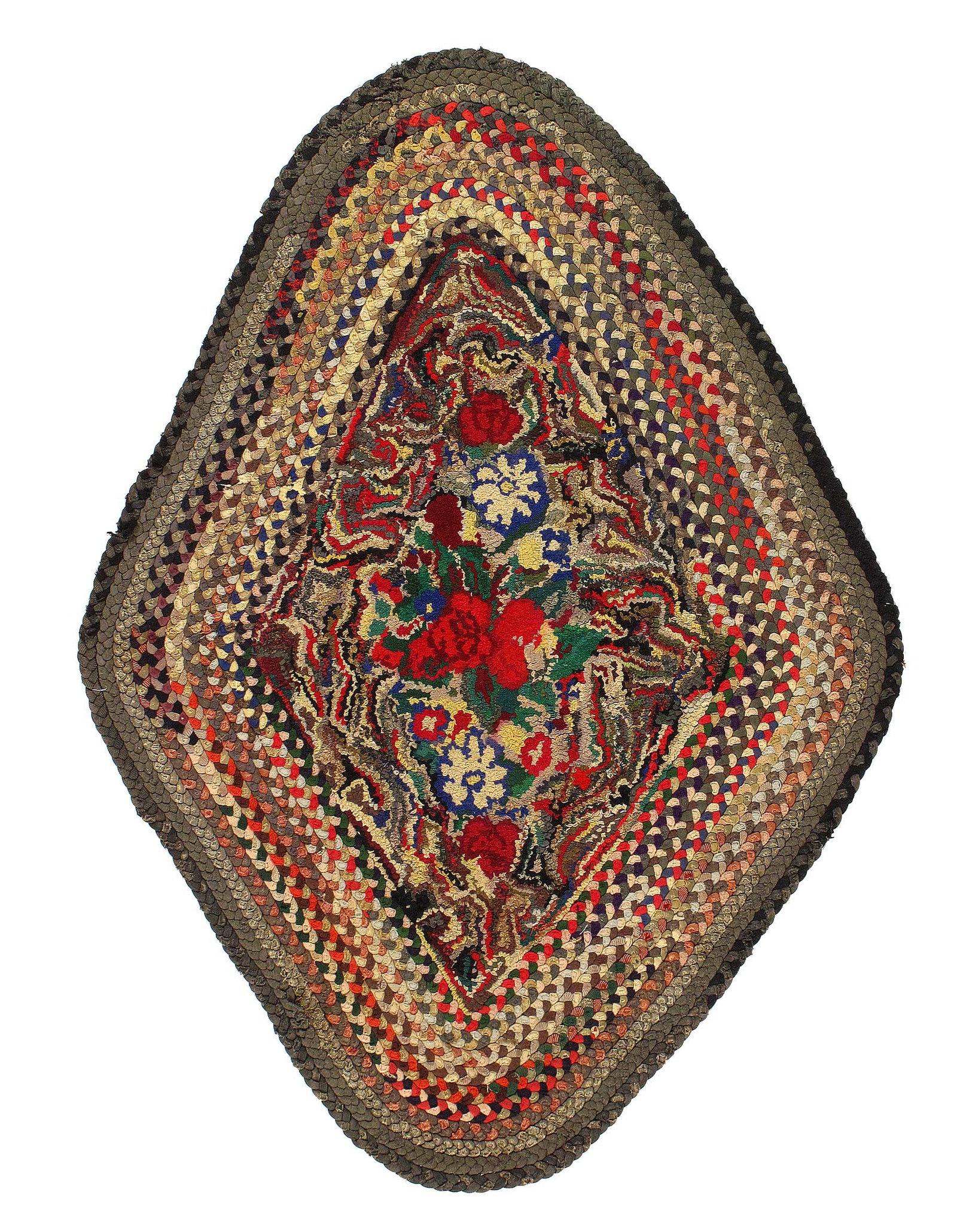 Modern Braided Rug 3'4'' X 4'11'': Modern Braided Rug 3'4'' X 4'11'' - 1970, Modern, Hand-Knotted, Lamb's Wool, 300 -D11736- 862.This item is part of our fine auction collection which includes many fine home accessories including antiq
