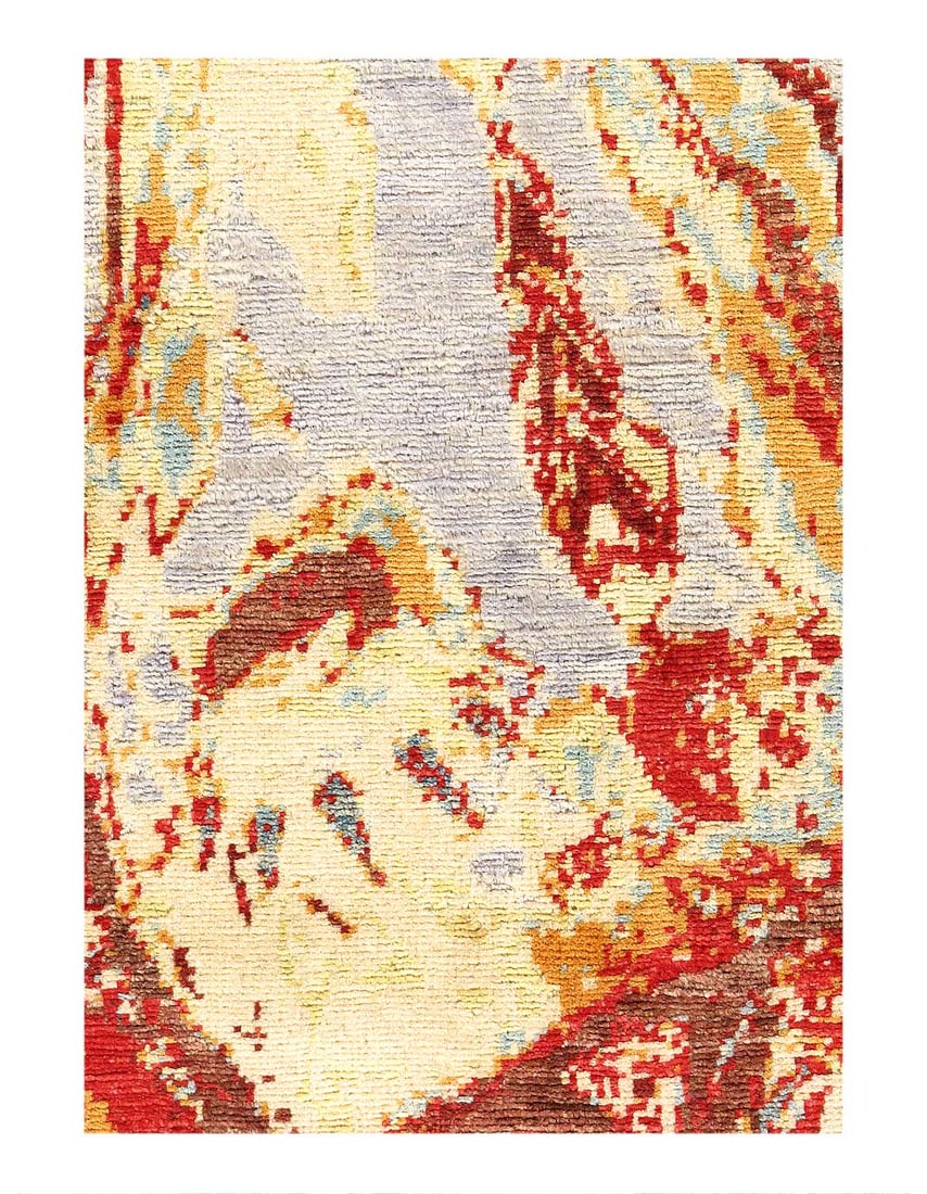 Fine Hand Knotted Modern rug 3'3'' X 4'9'': Fine Hand Knotted Modern rug 3'3'' X 4'9'' - New, Modern, Hand-Knotted, Lamb's Wool, 300 -D14221- 862.This item is part of our fine auction collection which includes many fine home accessories includi