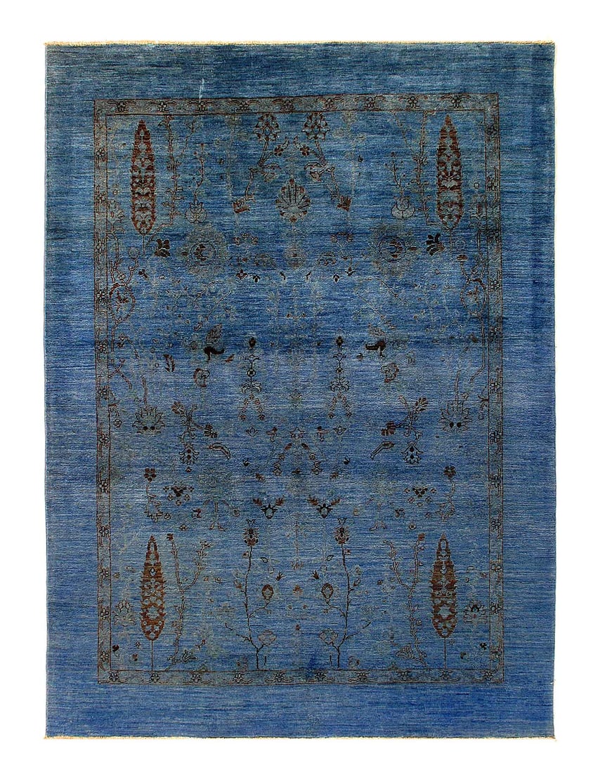 Blue Color Fine hand knotted Overdyed Modern rug 5'5'' X 7'8'' (1 of 3)
