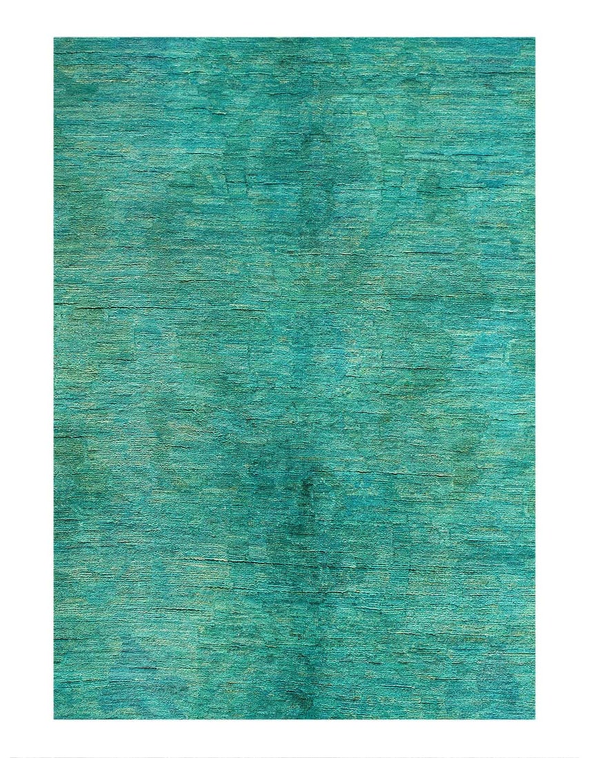 Overdyed Green Hand Knotted area rug 7'11' X 9'11'': Overdyed Green Hand Knotted area rug 7'11' X 9'11'' - New, Modern, Hand-Knotted, W&Rayon, 300 -D14207- 862.This item is part of our fine auction collection which includes many fine home accessories in