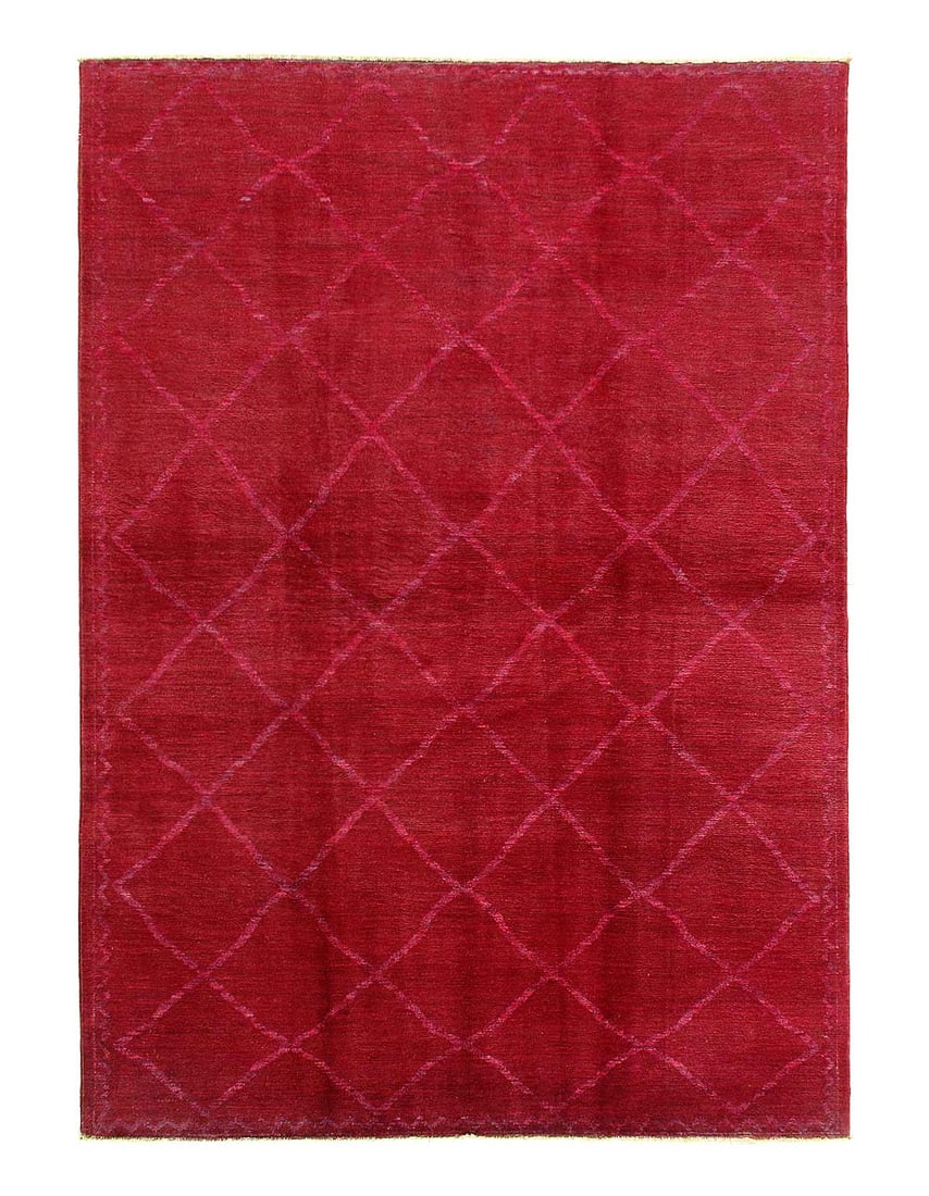 Red Color Fine hand knotted Overdyed Modern rug 5'5'' X 7'9'' (1 of 3)