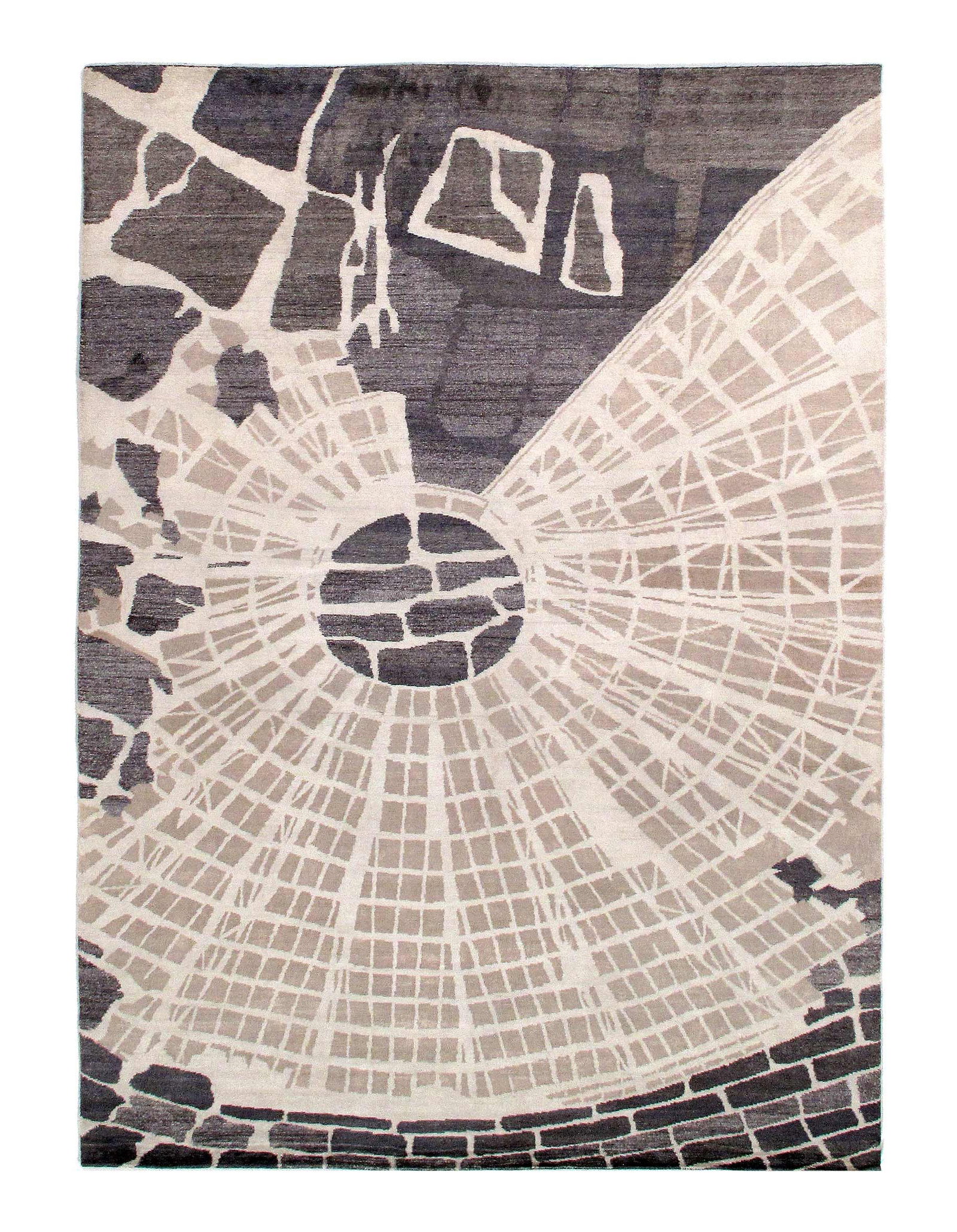 Ivory Modern Rug 9'x12': Ivory Modern Rug 9'x12' - New, Modern, Hand-Knotted, Bamboo Silk, 300 -D08846- 862.This item is part of our fine auction collection which includes many fine home accessories including antique rugs, vi