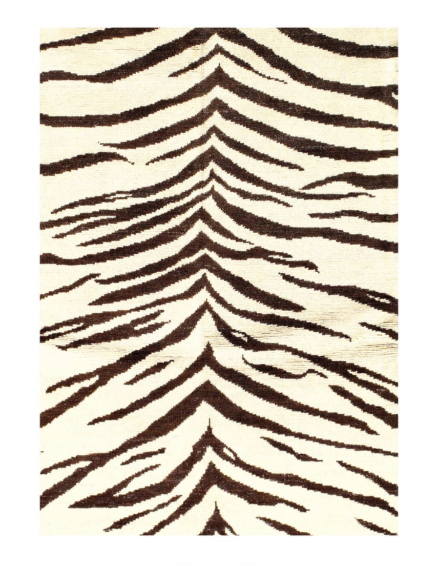 Zebra Skin Hand hand Knotted Black And White Rug 5'7"X 7'7' (1 of 3)