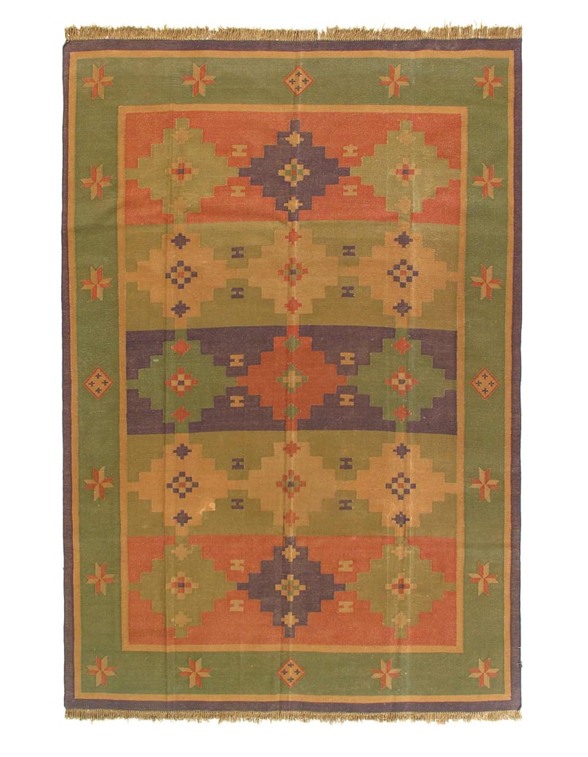 Multi color Flat weave kilim rug 6'X 8'9": Multi color Flat weave kilim rug 6'X 8'9" - CIRCA 1980, Josheghan, Hand-Woven, Cotton, 300 -53394- 862.This item is part of our fine auction collection which includes many fine home accessories includ