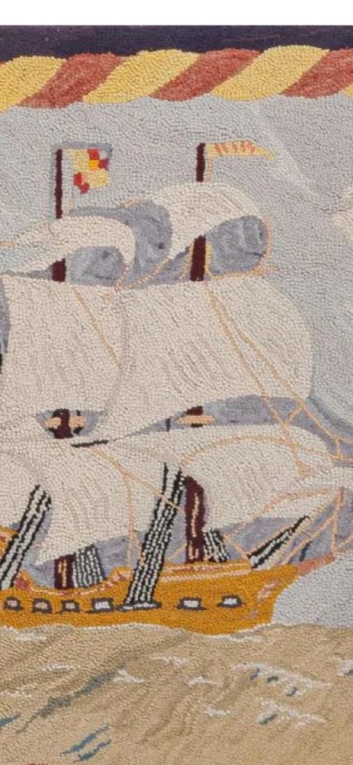 Handmade antique American Hooked rug 2'7'' X 2'8'': Handmade antique American Hooked rug 2'7'' X 2'8'' - Early 20th Century, Hooked Rug, Hand-Knotted, Lamb's Wool, 300 -D12046- 862.This item is part of our fine auction collection which includes many fi