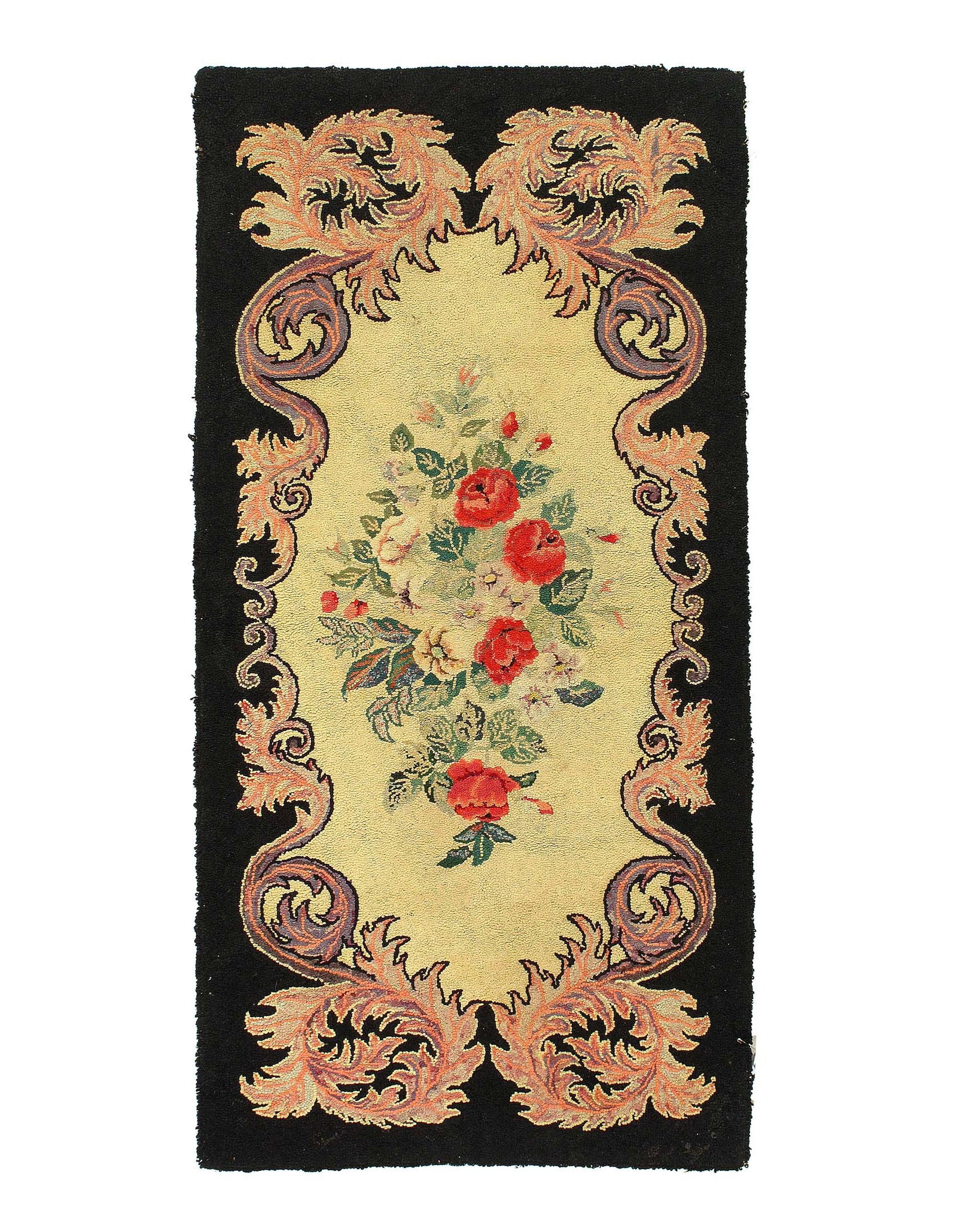 American Antique Hooked Rug 2'4'' X 4'7'': American Antique Hooked Rug 2'4'' X 4'7'' - Early 20th Century, Hooked Rug, Hand-Knotted, Lamb's Wool, 300 -D11725- 862.This item is part of our fine auction collection which includes many fine home a