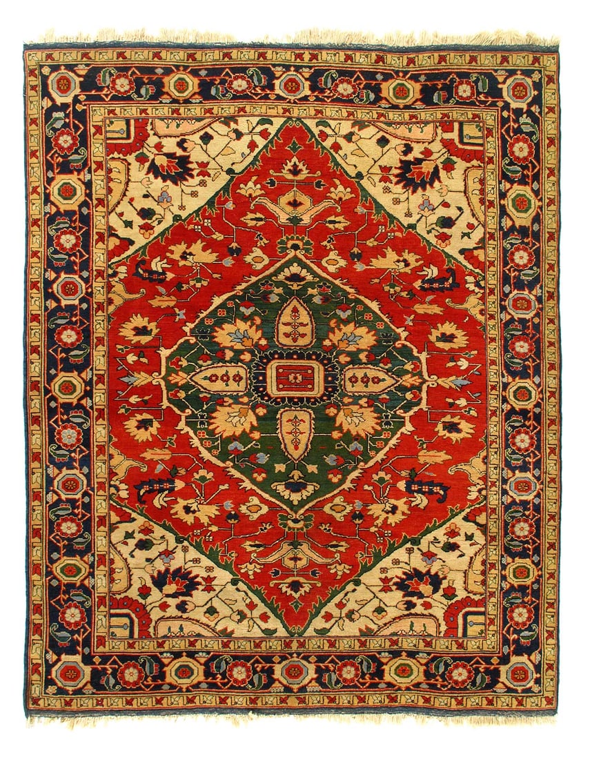 Fine Hand knotted Turkish Heriz rug 8' X 9'9'': Fine Hand knotted Turkish Heriz rug 8' X 9'9'' - New, Heriz Serapi, Hand-Knotted, Lamb's Wool, 300 -D14338- 862.This item is part of our fine auction collection which includes many fine home accessori