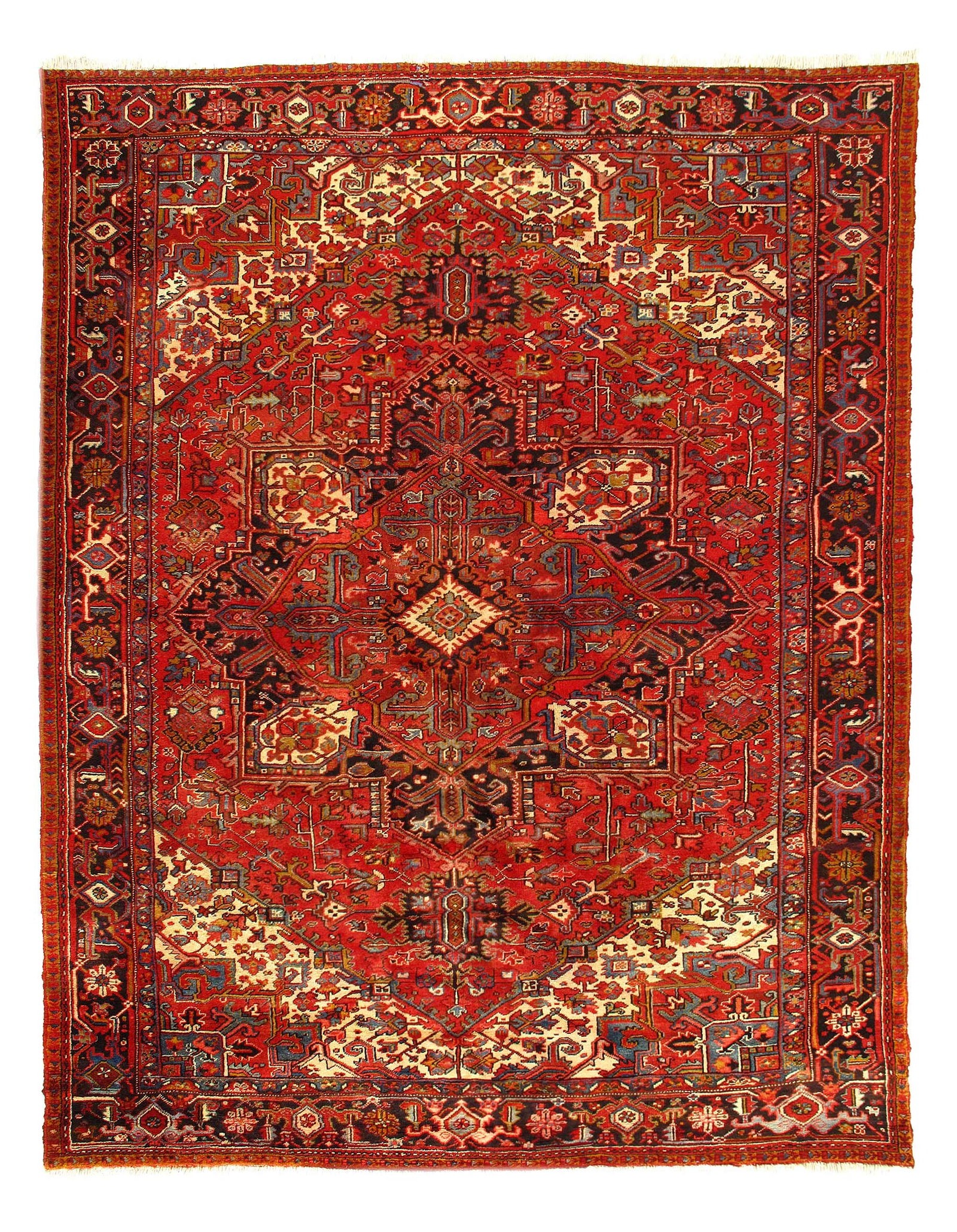 Antique Persian heriz 9'7'' X 12'7'': Antique Persian heriz 9'7'' X 12'7'' - Circa 1950, Heriz, Hand-Knotted, Lamb's Wool, 300 -D12080- 862.This item is part of our fine auction collection which includes many fine home accessories includi