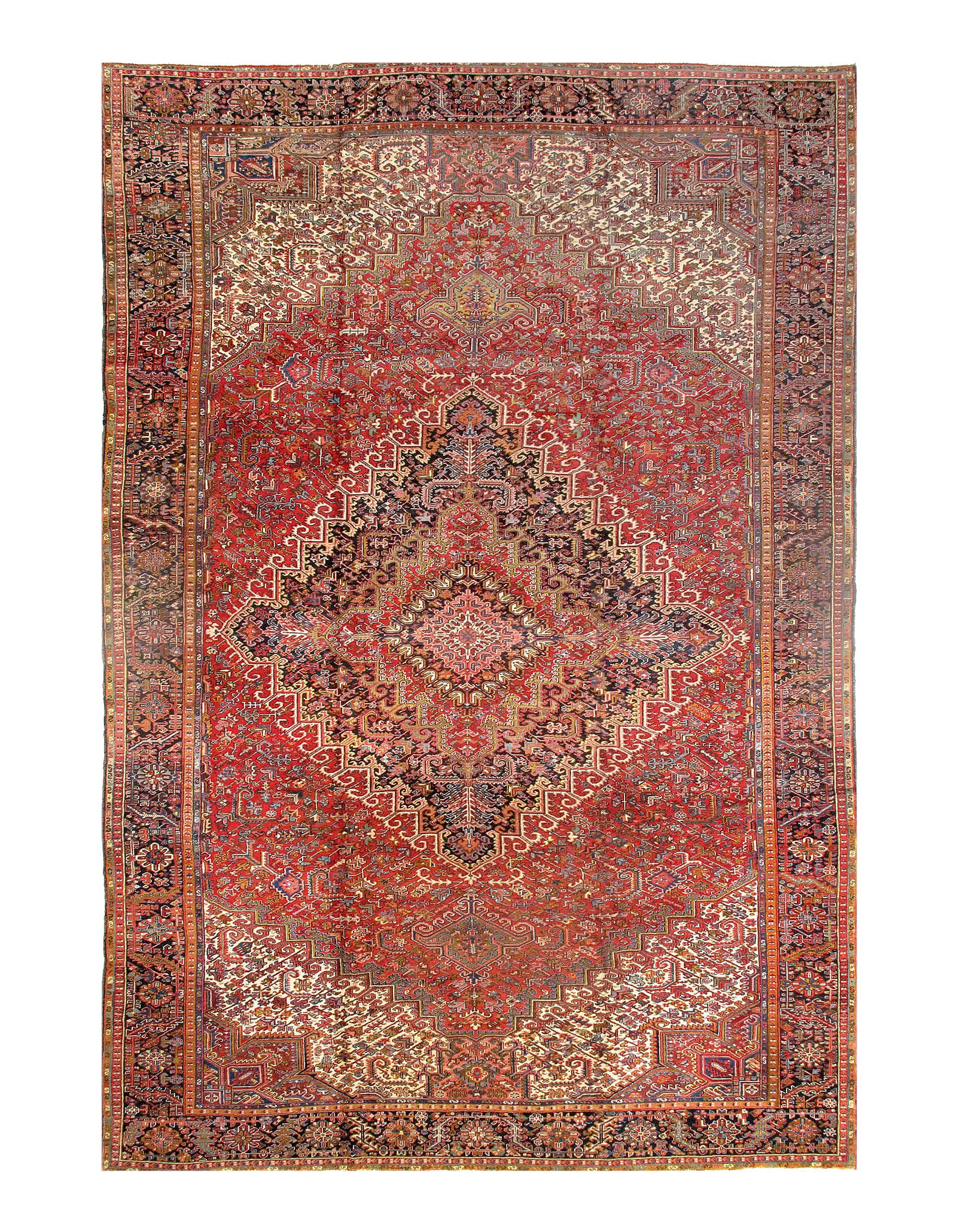 Persian Heriz Hand-Knotted - 11'4" X 17'5": Persian Heriz Hand-Knotted - 11'4" X 17'5" - Vintage, Heriz, Hand-Knotted, Lamb's Wool, 300 -D03276- 862.This item is part of our fine auction collection which includes many fine home accessories incl