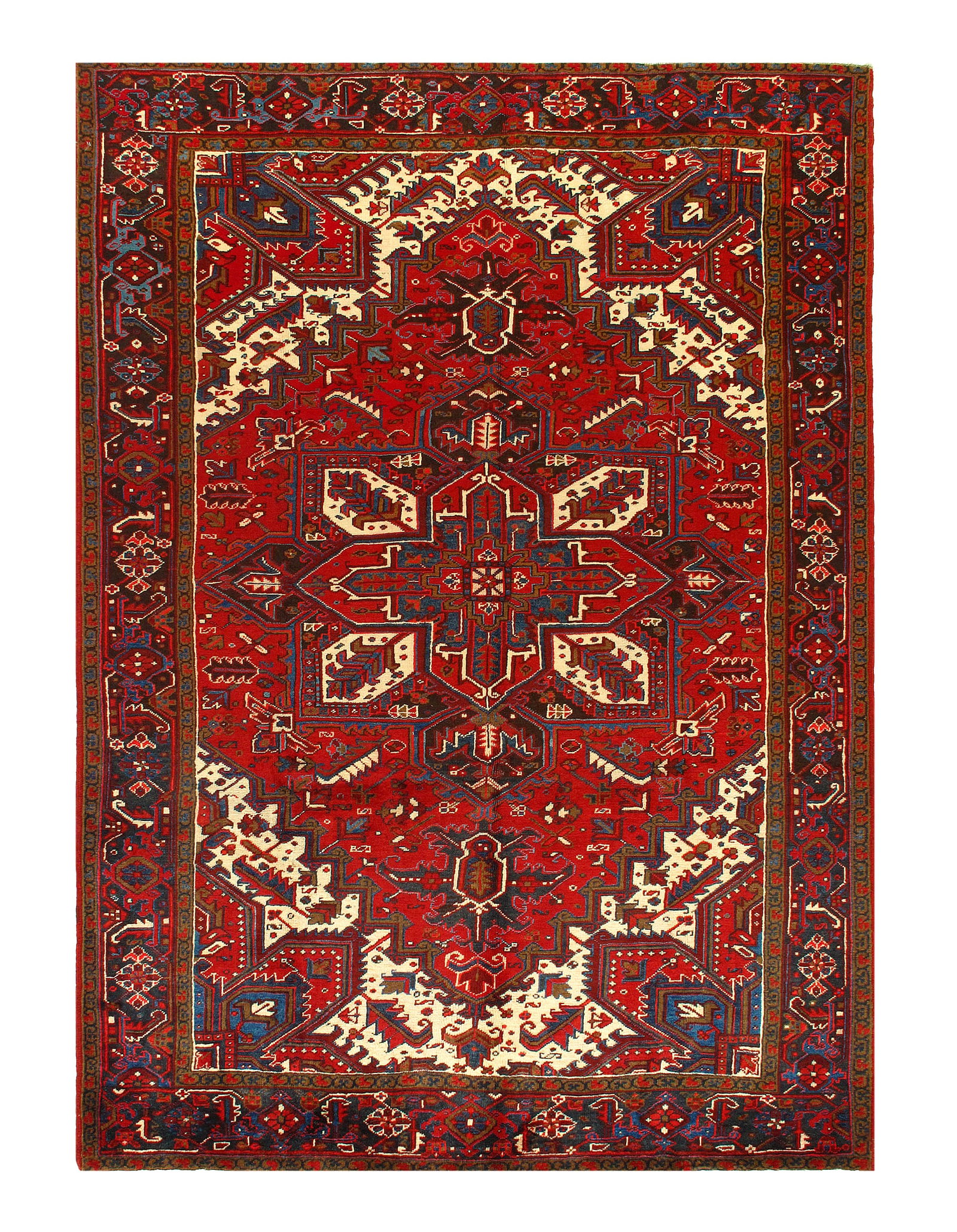 Rust Antique Persian Heriz Serapi Rug 6'6'' X 8'11'': Rust Antique Persian Heriz Serapi Rug 6'6'' X 8'11'' - Circa 1960, Heriz, Hand-Knotted, Lamb's Wool, 300 -D11083- 862.This item is part of our fine auction collection which includes many fine home acc