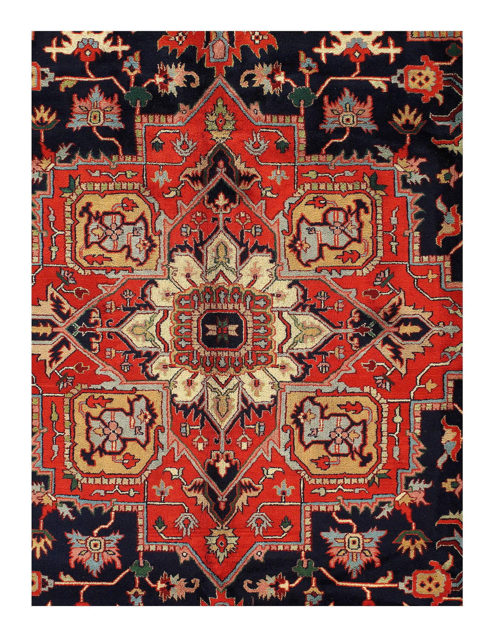 Navy Nlue Fine Hand Knotted Heriz 10 ' X 13'11'': Navy Nlue Fine Hand Knotted Heriz 10 ' X 13'11'' - New, Heriz, Hand-Knotted, Lamb's Wool, 300 -D03113- 862.This item is part of our fine auction collection which includes many fine home accessories in