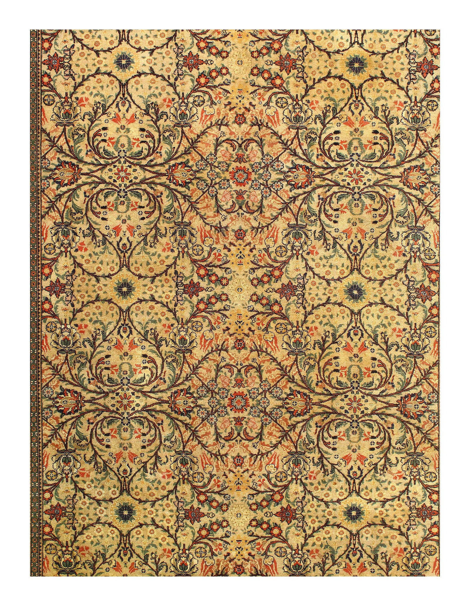 Beige Color Fine Hand Knotted Turkish Vintage Herke 6' X 9'3'': Beige Color Fine Hand Knotted Turkish Vintage Herke 6' X 9'3'' - Circa 1980, Hereke, Hand-Knotted, Lamb's Wool, 300 -D11459- 862.This item is part of our fine auction collection which includes many fi