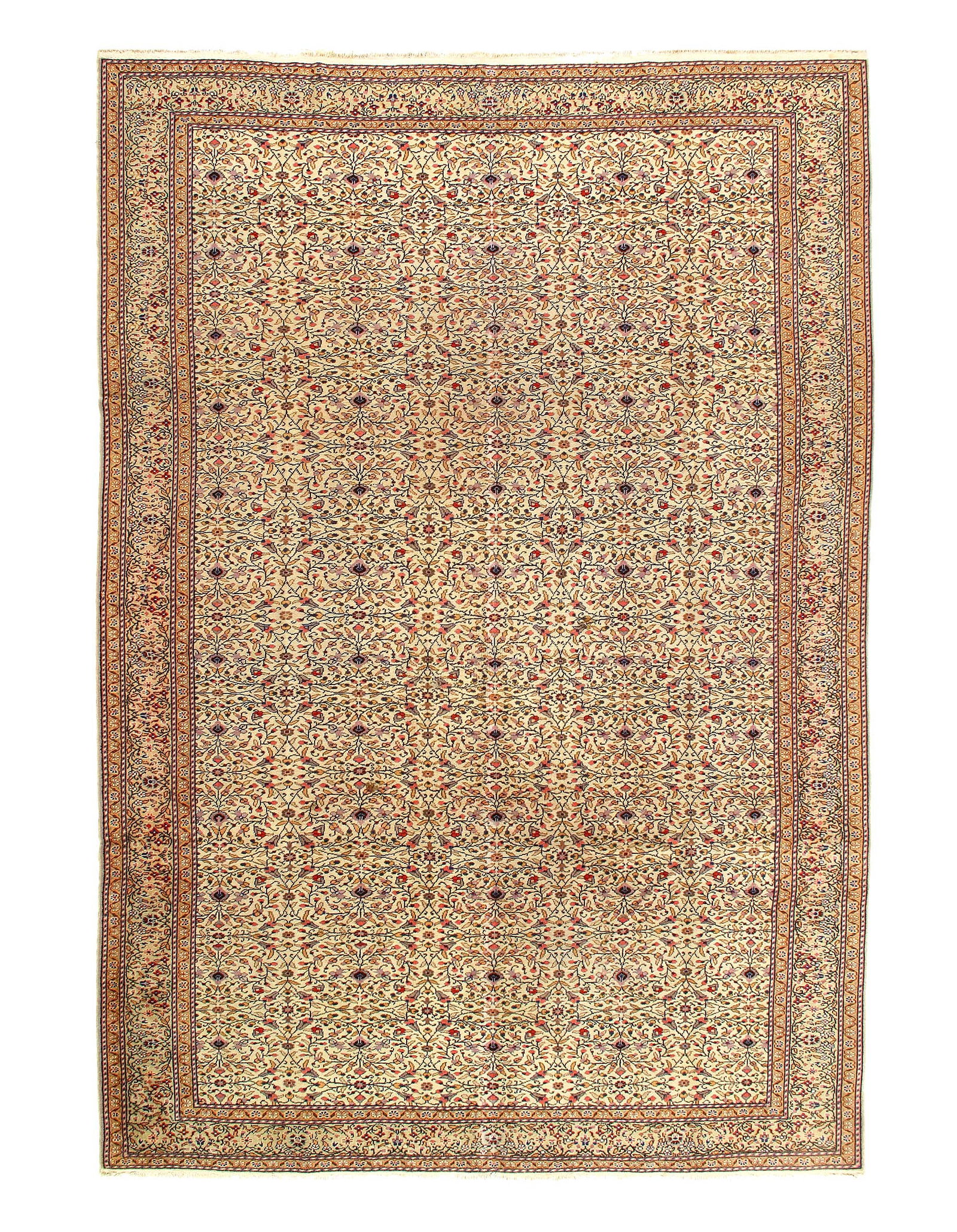 Ivory Turkish Herke 7'.8'' X 11'.2'': Ivory Turkish Herke 7'.8'' X 11'.2'' - circa 1960, Hereke, Hand-Knotted, Lamb's Wool, 300 -D07358- 862.This item is part of our fine auction collection which includes many fine home accessories includ