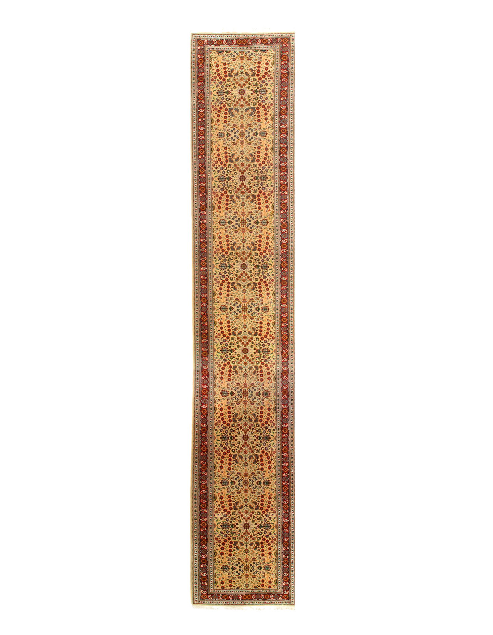 Gold Color Fine Hand Knotted Turkish Hereke Runner 3'3'' X 20'6'' (1 of 3)