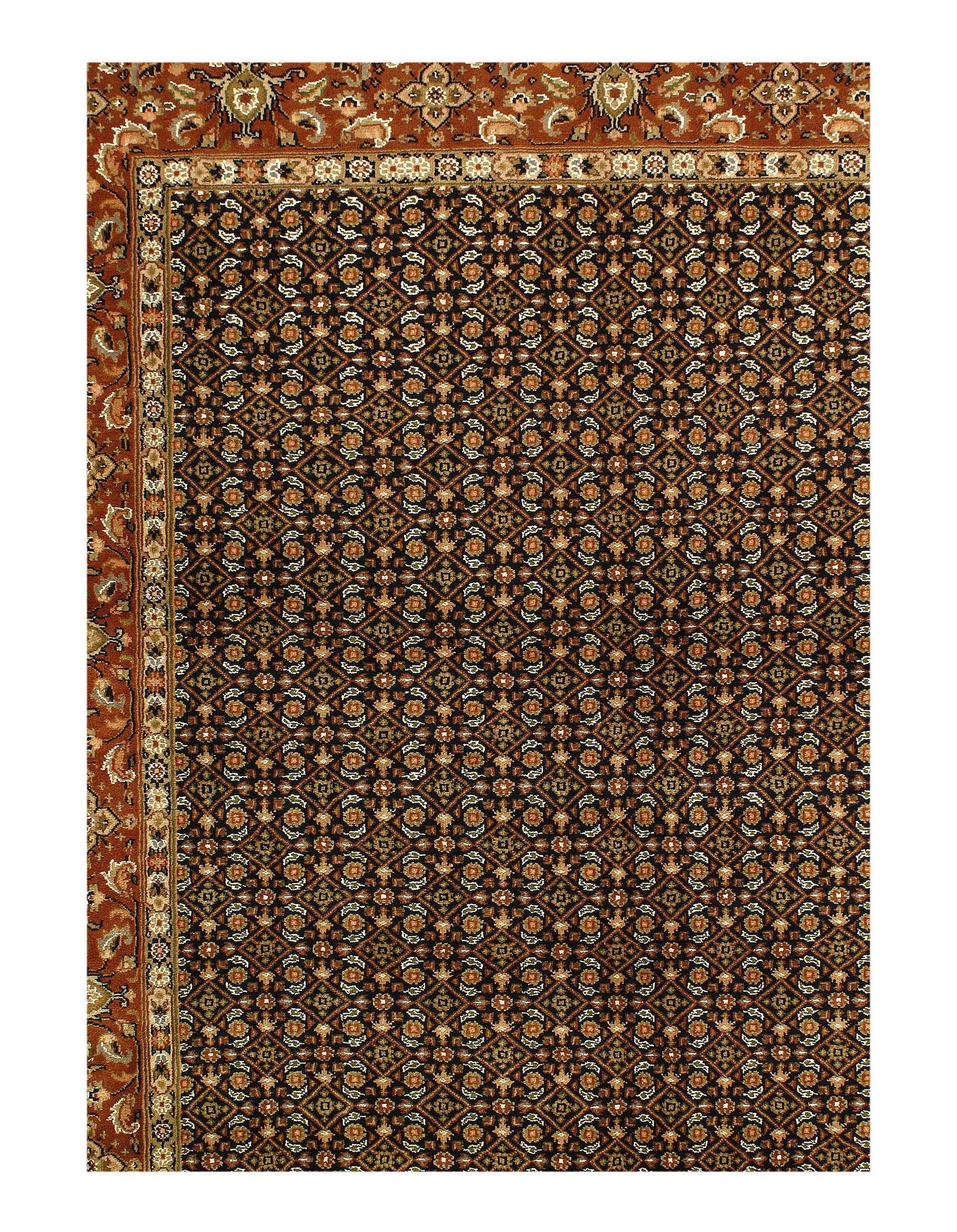 Black Herati fine Hand Knotted Rug 5' X 6' (1 of 4)