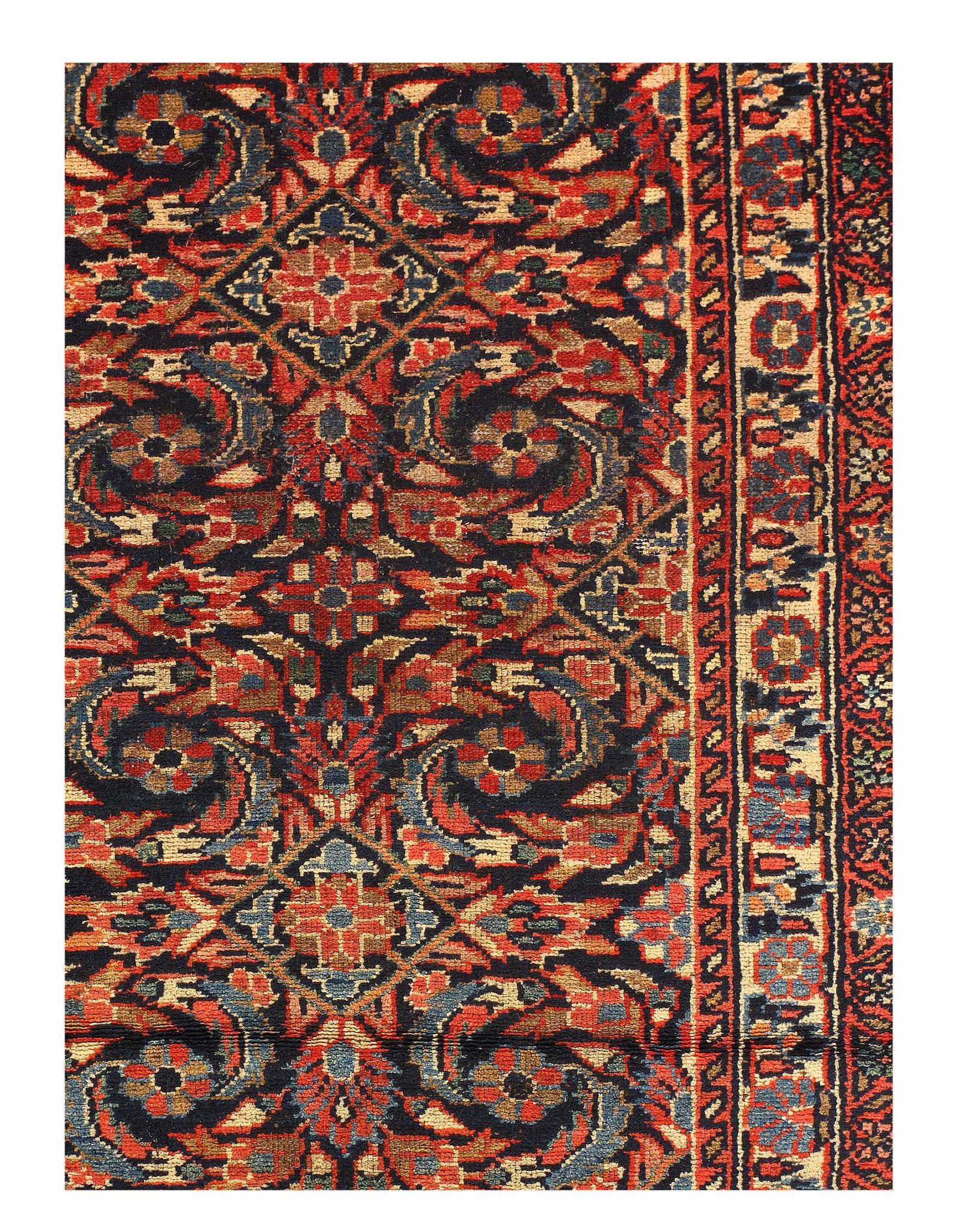 Navy Blue Fine Hand Knotted Hamadan Runner 3'4'' X 10'4'': Navy Blue Fine Hand Knotted Hamadan Runner 3'4'' X 10'4'' - Circa 1960, Hamadan, Hand-Knotted, Lamb's Wool, 300 -36904- 862.This item is part of our fine auction collection which includes many fine