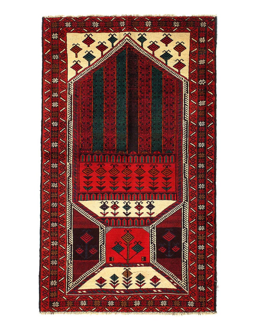 Afghan Baluch Rug 3'X 4'8" (1 of 3)