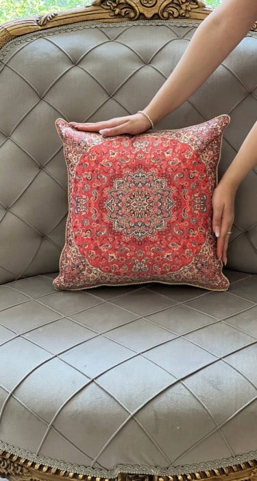 Persian Silk Termeh Tapestry Pillow 20'': Persian Silk Termeh Tapestry Pillow 20'' - New, Isfahan, Handmade , Wool & Silk, 300 -IRT 46 M- 862.This item is part of our fine auction collection which includes many fine home accessories including