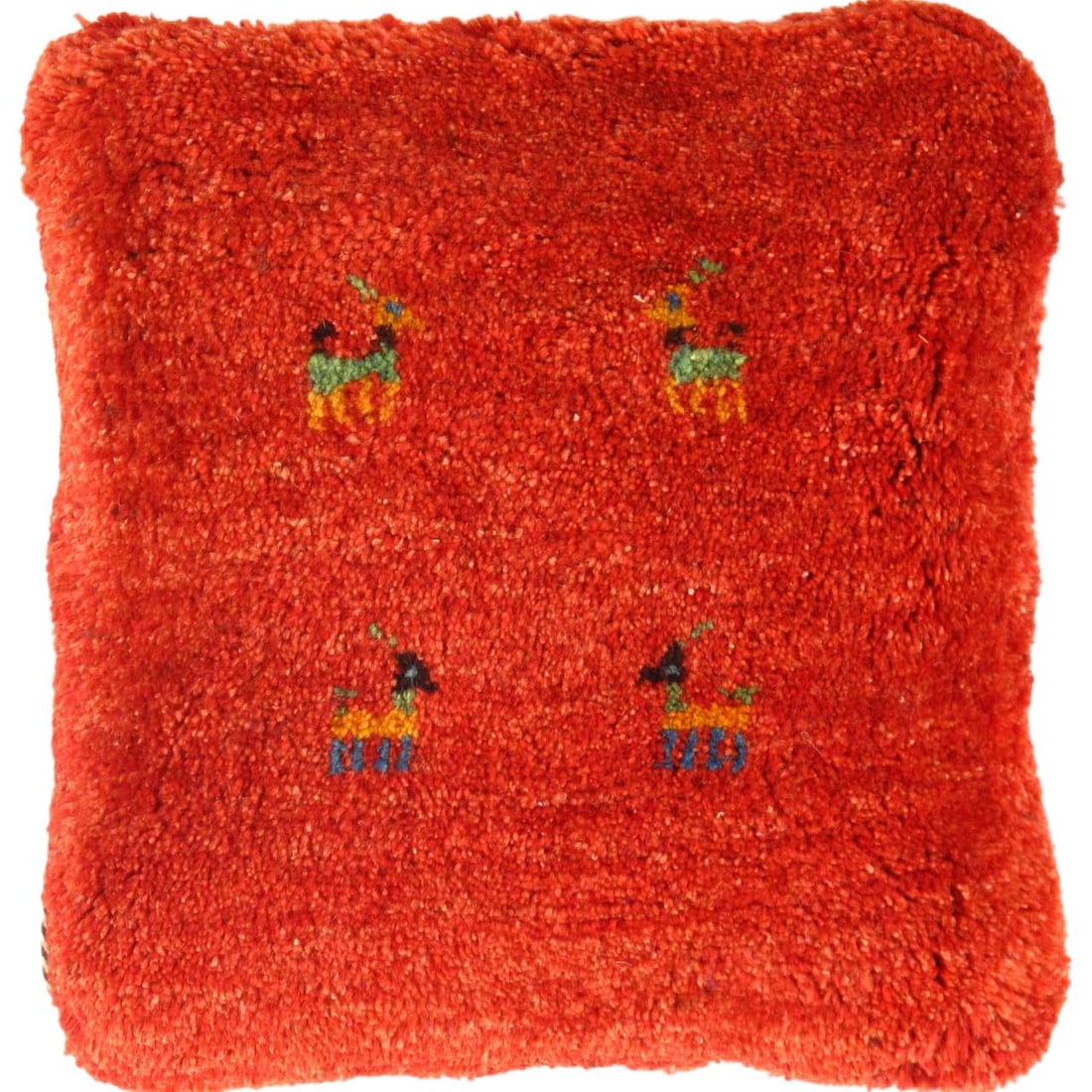 Fine Hand knotted Persian Gabbeh pillow 15'' X 16'': Fine Hand knotted Persian Gabbeh pillow 15'' X 16'' - New, Gabbeh, Handmade , Lamb's Wool, 300 -PG 155- 862.This item is part of our fine auction collection which includes many fine home accessories i