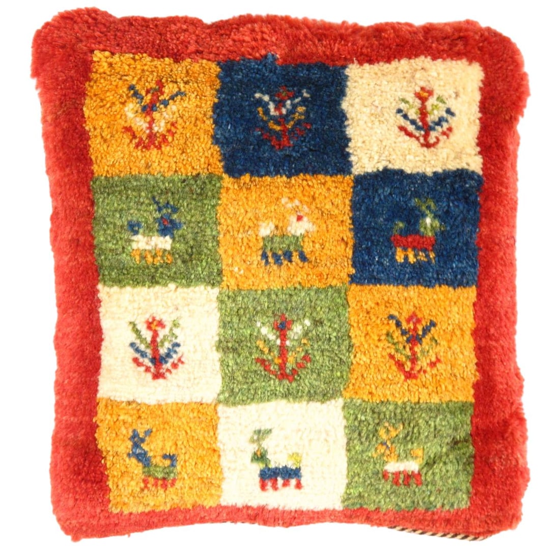 Fine Hand knotted Gabbeh pillow 16"X 16": Fine Hand knotted Gabbeh pillow 16"X 16" - N/A, Gabbeh, Hand-Woven, Lamb's Wool, 300 -PG 224- 862.This item is part of our fine auction collection which includes many fine home accessories including