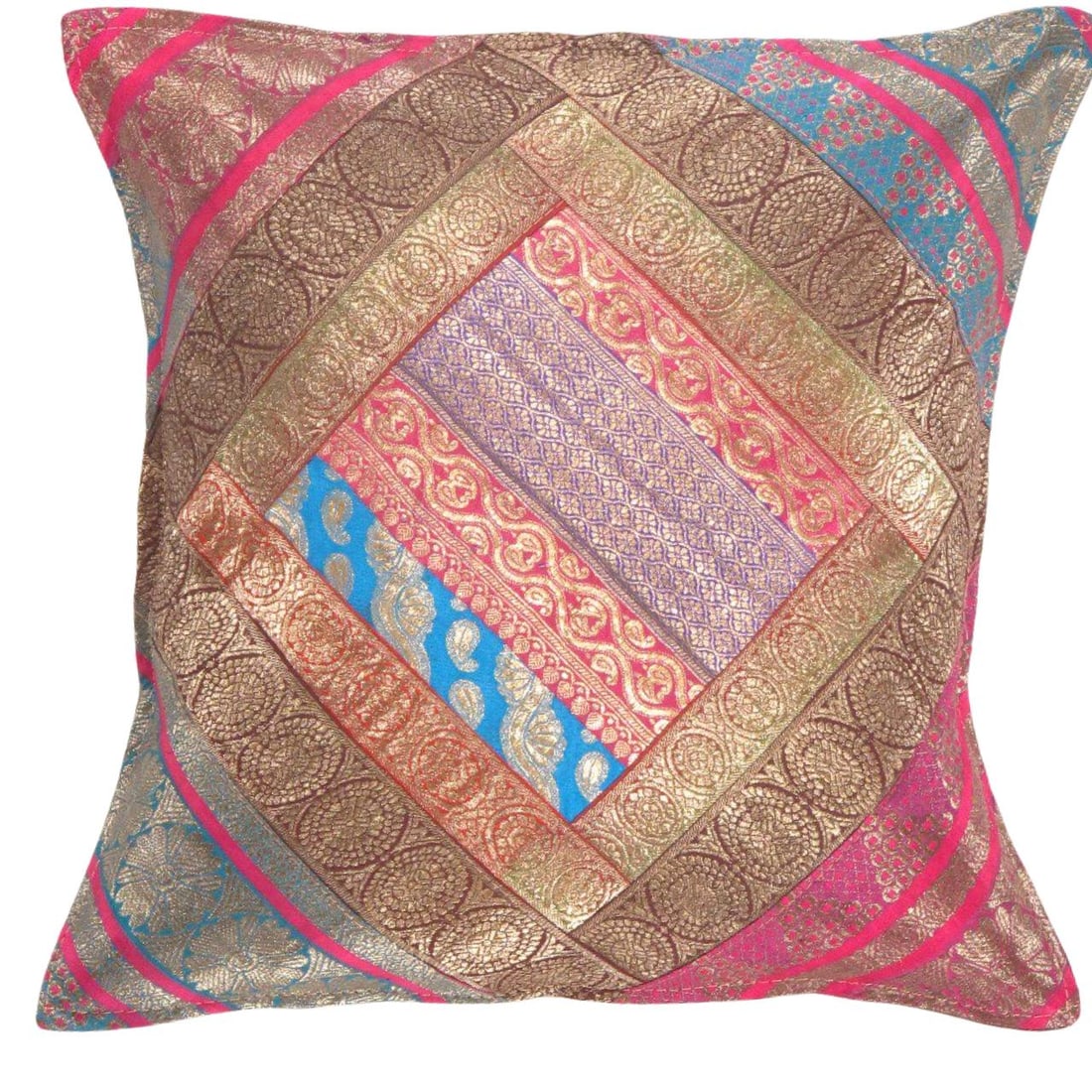 Vintage Sari silk Square Pillow Case 16 ": Vintage Sari silk Square Pillow Case 16 " - N/A, Traditional, Hand-Woven, sari Silk, 300 -PSS 183- 862.This item is part of our fine auction collection which includes many fine home accessories includ