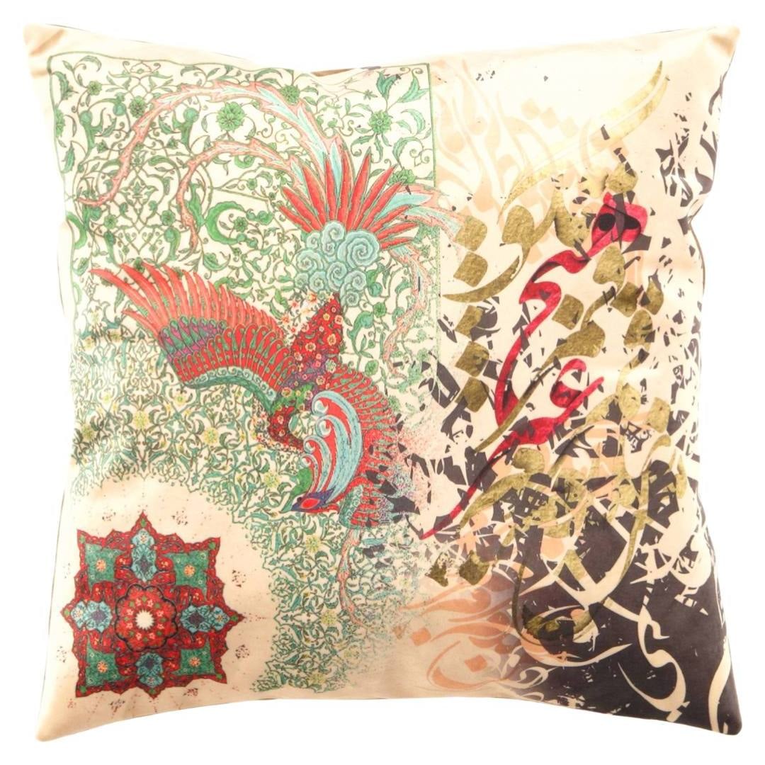 Traditional Calligraphy Velvet Pillow 20'' X 20'': Traditional Calligraphy Velvet Pillow 20'' X 20'' - New, Isfahan, N/A, Velvet Silk, 300 -TIR 231- 862.This item is part of our fine auction collection which includes many fine home accessories includi