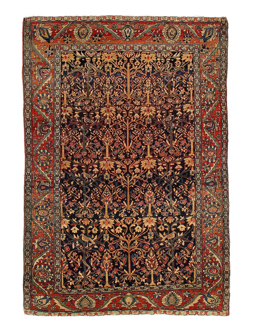 Navy Blue fine Hand knotted Antique farahan rug 4'2'' X 6'4'' (1 of 3)