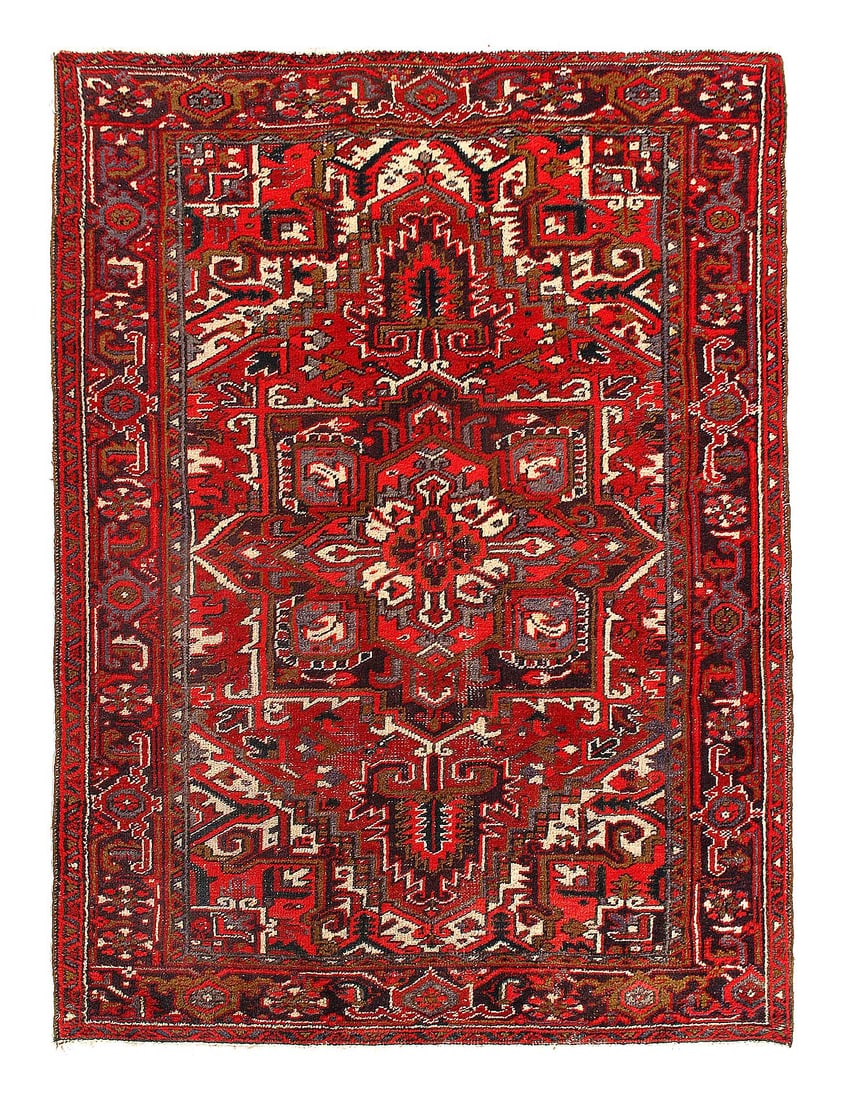 Persian Antique hand Knotted Heriz 6'9'X 9'2': Persian Antique hand Knotted Heriz 6'9'X 9'2' - CIRCA 1940, Heriz, Hand-Knotted, Lamb's Wool, 300 -D15236- 862.This item is part of our fine auction collection which includes many fine home accessorie