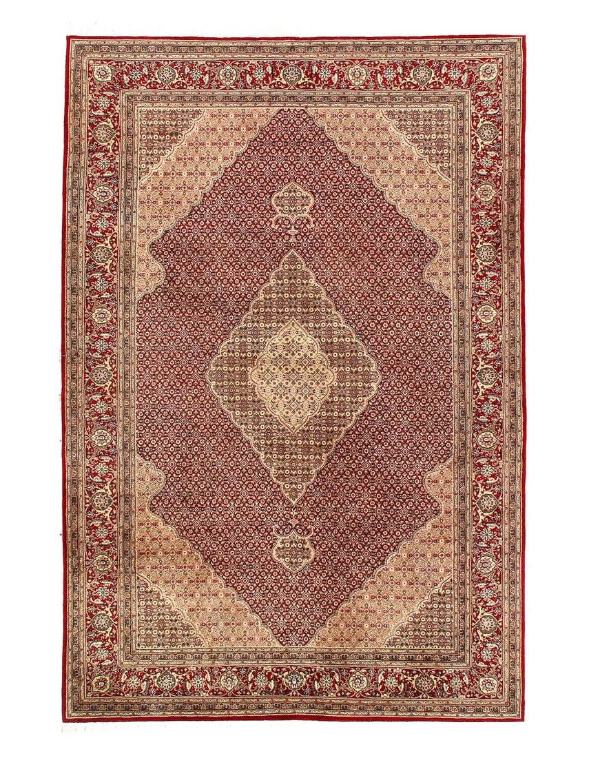 Genuine Tabriz Fish Design Silk & Wool Pile Rug 6'X 9' (1 of 3)