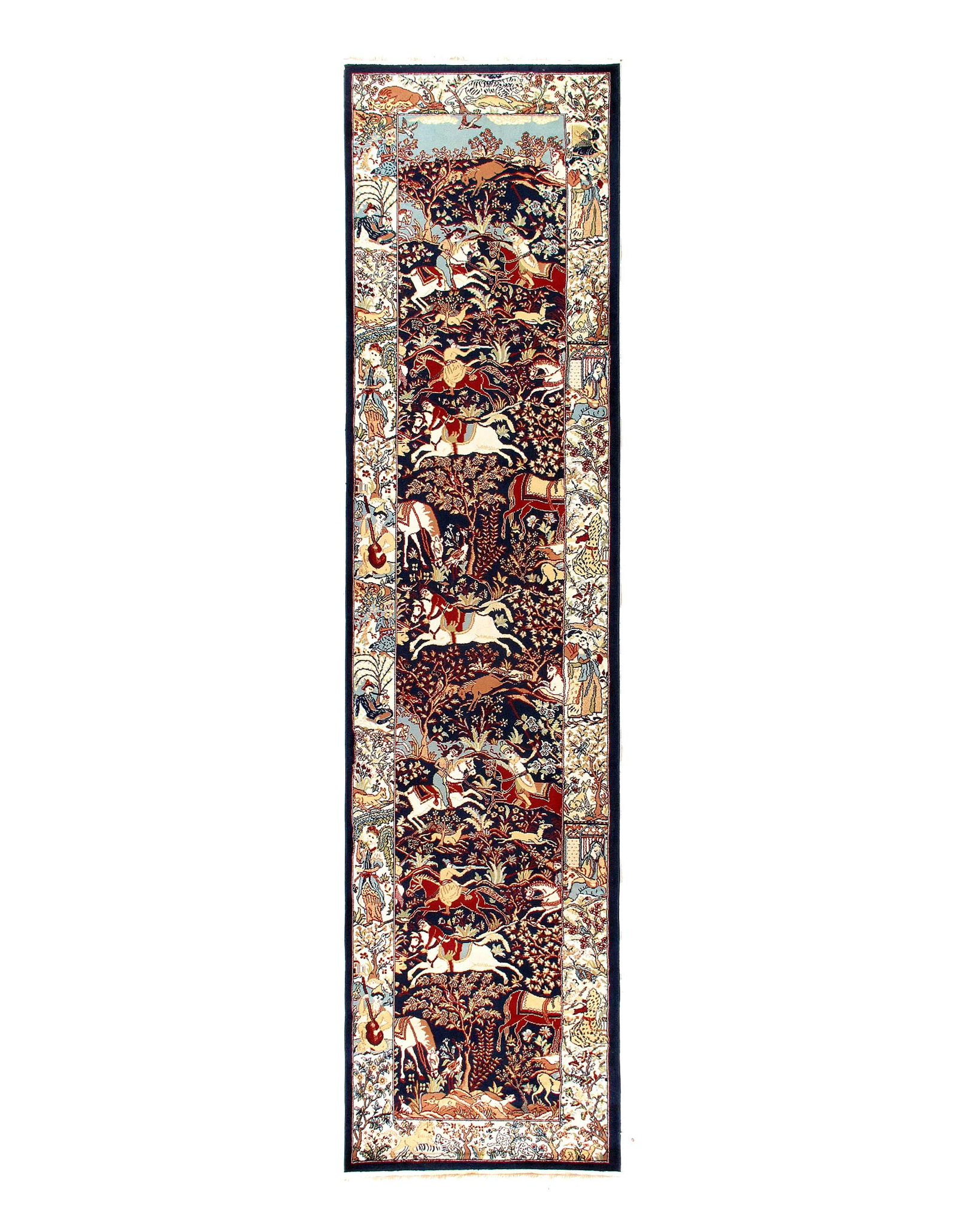 Navy Hunting Design Wool Runner 3'x 13' (1 of 3)
