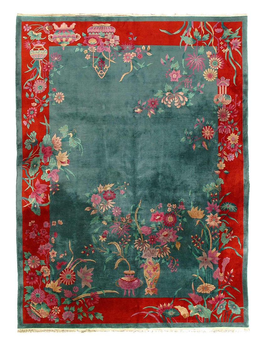 Fine antique Chinese art Deco Rug 9'X 11'8" (1 of 3)
