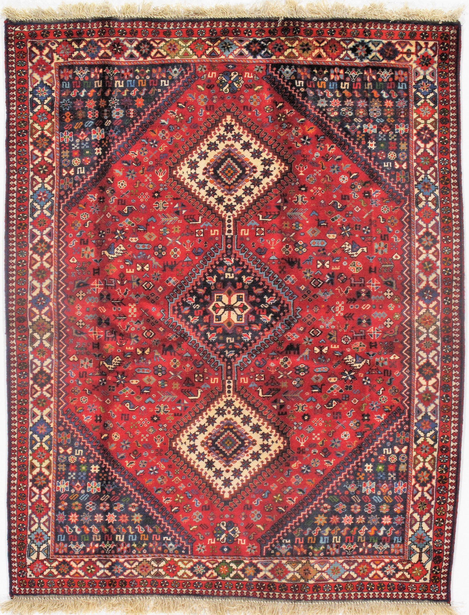 Persian Yalameh size 5'1'' x 6'5'': Persian Yalameh size 5'1'' X 6'5'' - New, Yalameh, Hand-Knotted, Lamb's Wool, 300 -D09608- 862.This item is part of our fine auction collection which includes many fine home accessories including anti