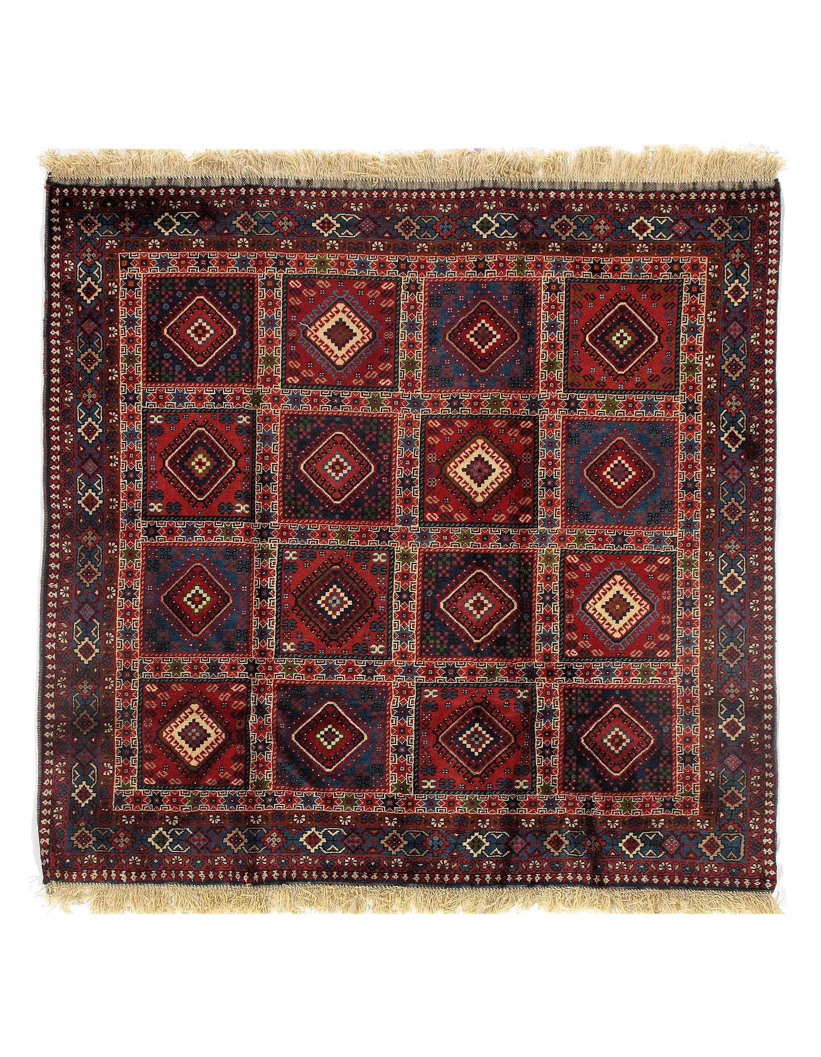 Multi color Persian Yalameh 5' X 5': Multi color Persian Yalameh 5' X 5' - New, Yalameh, Hand-Knotted, Lamb's Wool, 300 -D09584- 862.This item is part of our fine auction collection which includes many fine home accessories including ant
