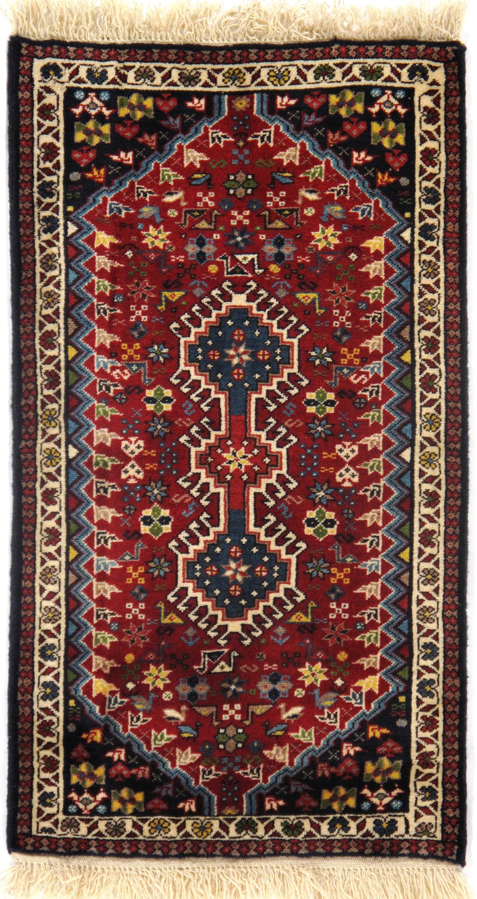 Red Persian yalameh 2' X 3'9": Red Persian yalameh 2' X 3'9" - New, Yalameh, Hand-Knotted, Lamb's Wool, 300 -D09559- 862.This item is part of our fine auction collection which includes many fine home accessories including antique r