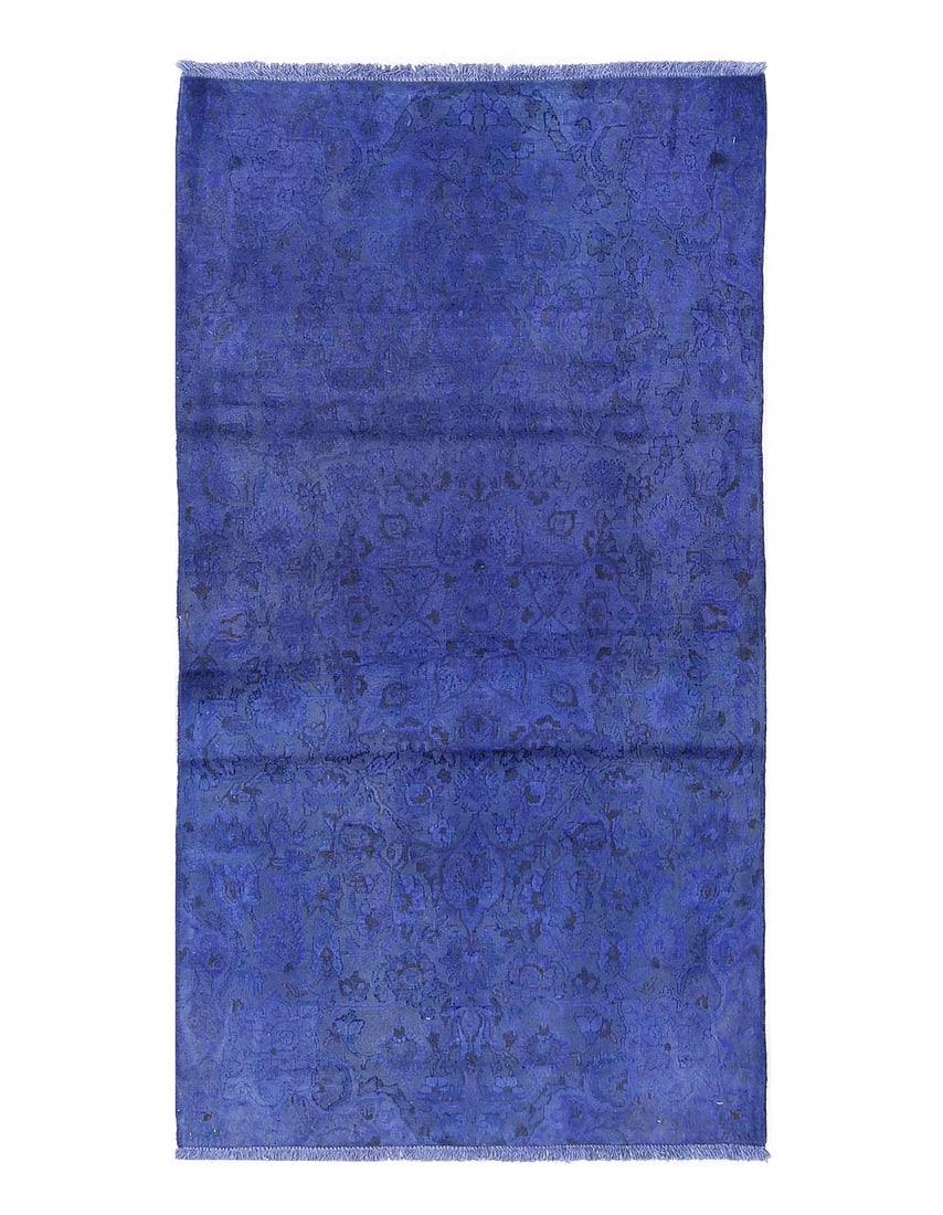 Overdyed Blue Hand Knotted Area Rug 2'8"X 5'1": Overdyed Blue Hand Knotted Area Rug 2'8"X 5'1" - circa 2000, Tabriz, Hand-Knotted, Lamb's Wool, 300 -D13625- 862.This item is part of our fine auction collection which includes many fine home