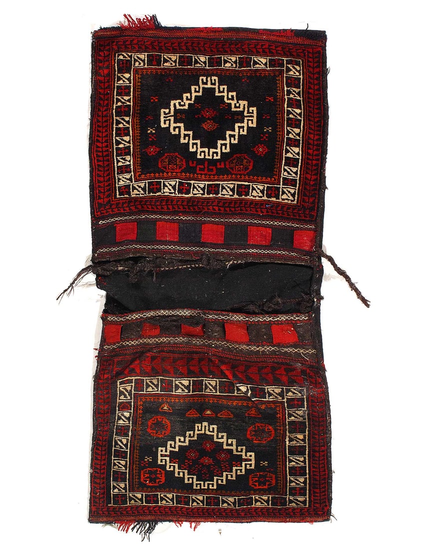 Vintage Persian Hand Knotted Shiraz saddle bag 2'2"X 5' (1 of 3)