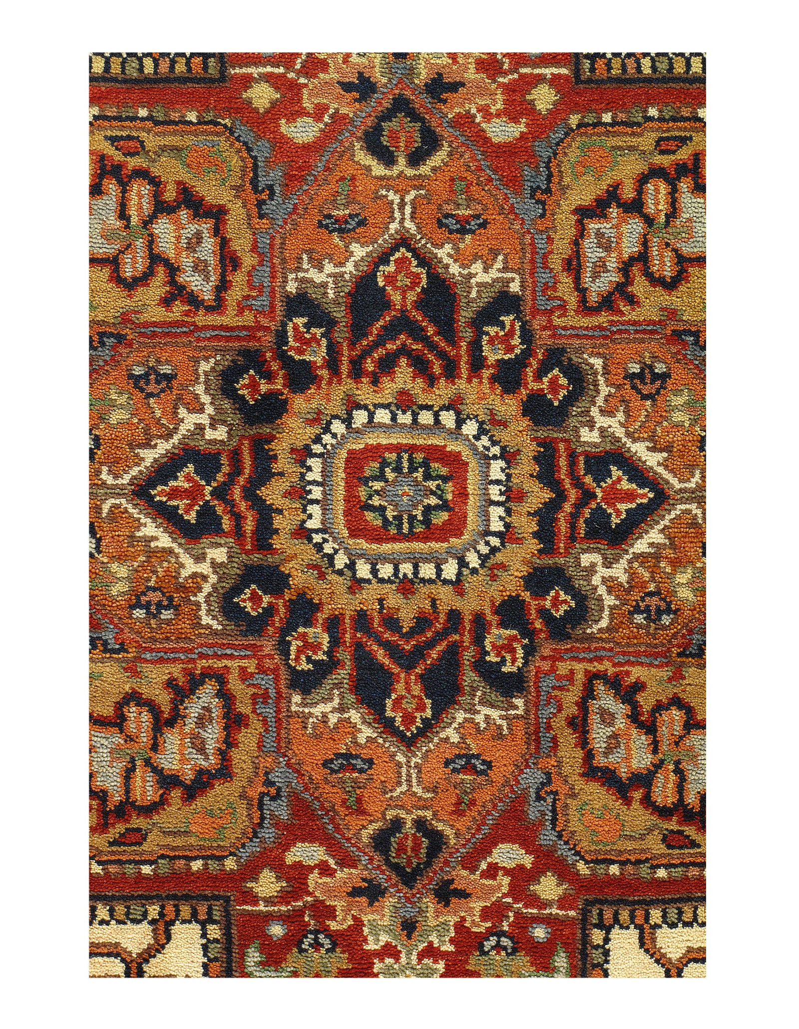 Beige Fine Hand-Knotted Serapi Design 6' X 9' - 2