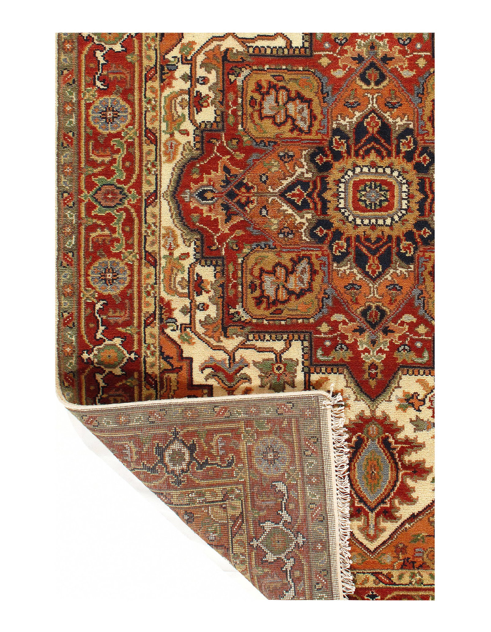 Beige Fine Hand-Knotted Serapi Design 6' X 9' - 3